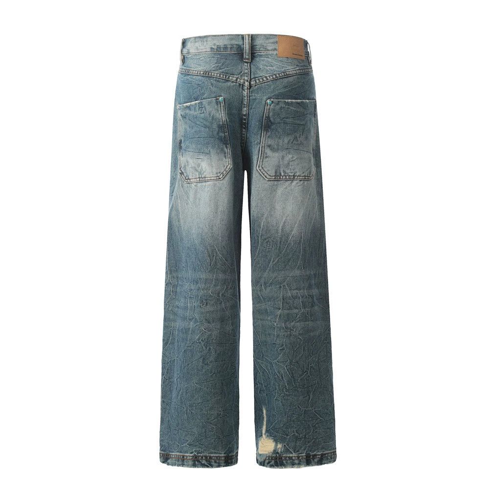 Vintage American men's washed distressed straight ripped jeans Size US 32 / EU 48 - 2 Thumbnail