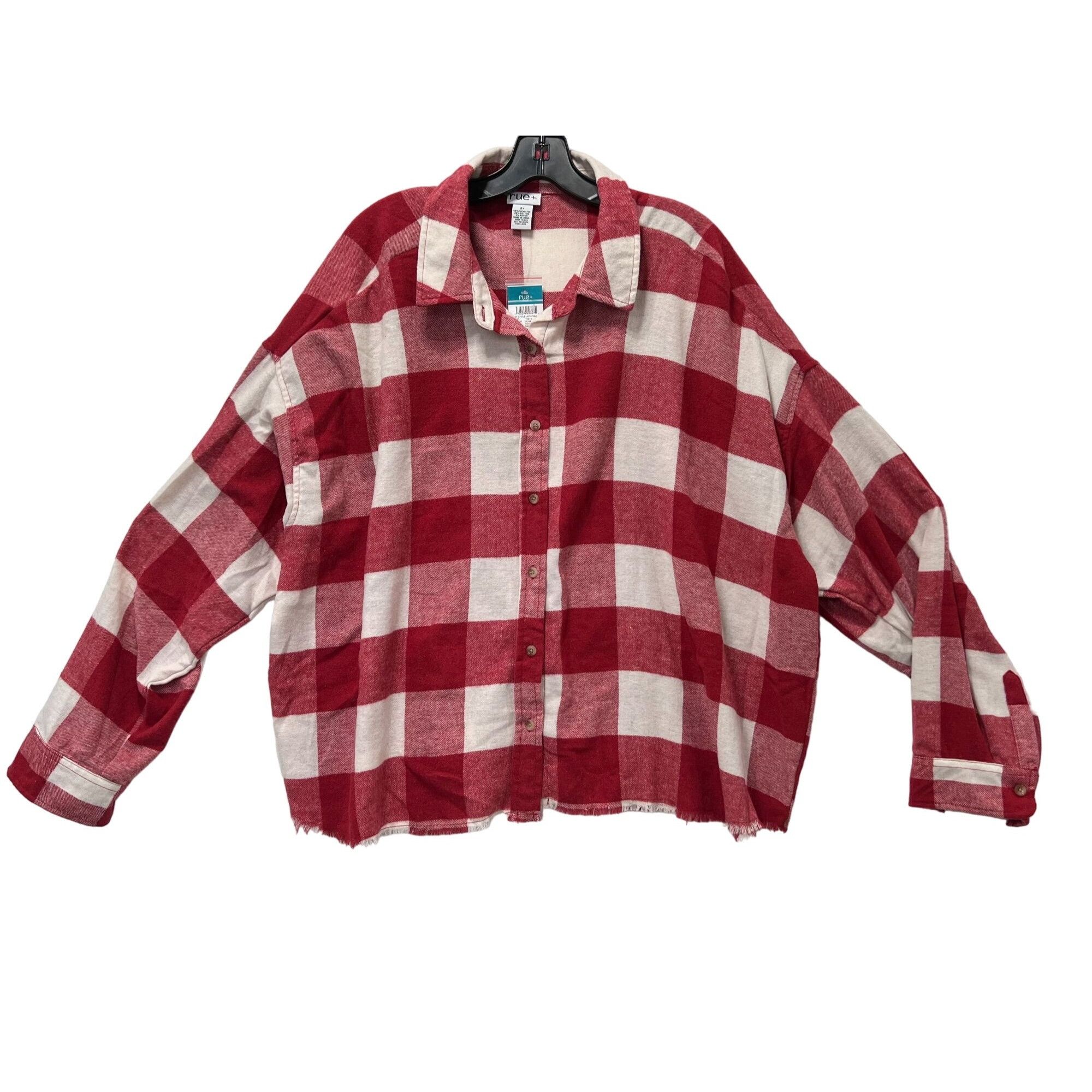 Other Rue + - Women's Long Sleeve Plaid Shirt - Red/White - 3X Size 3XL / US 20-22 - 1 Thumbnail