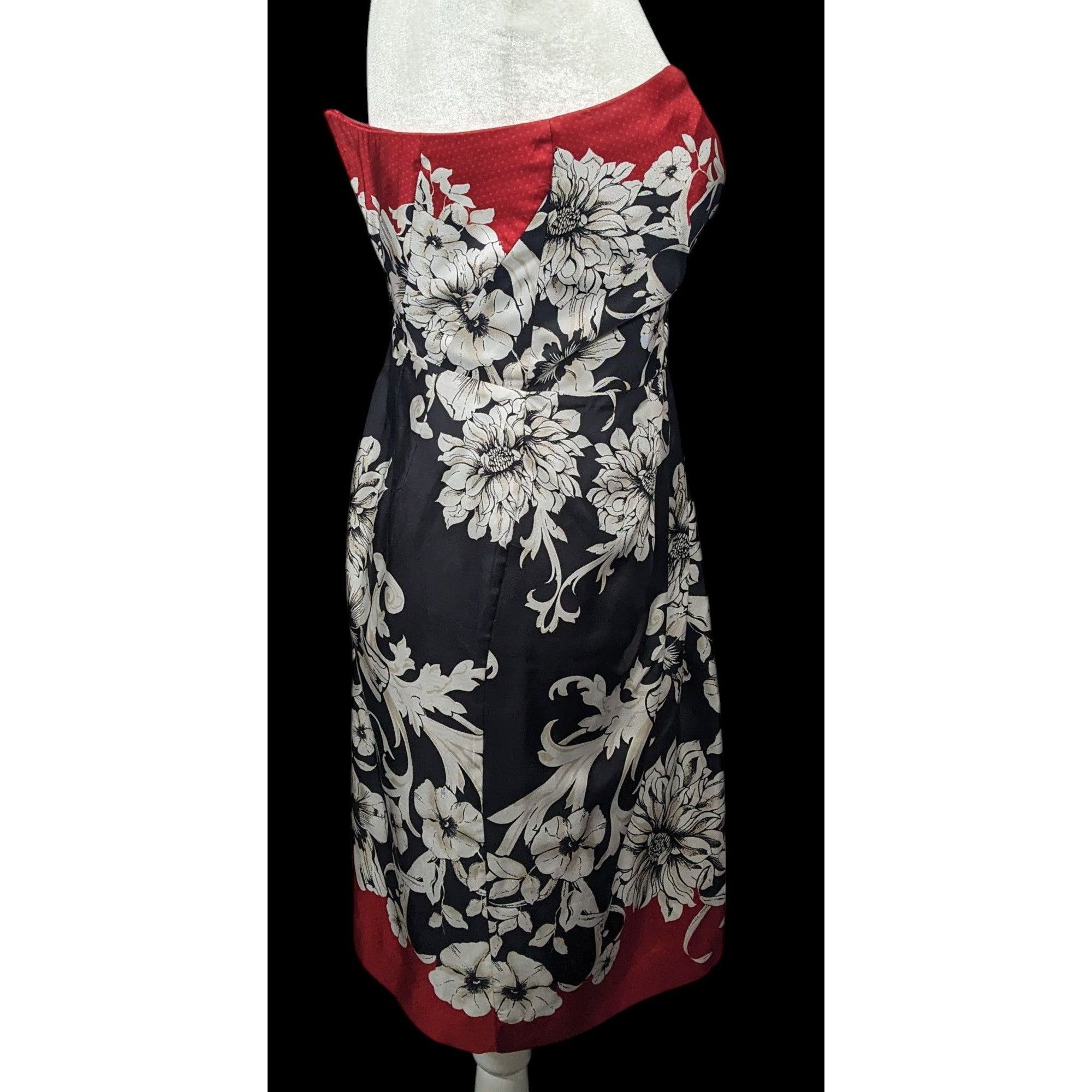 White House Black Market White House Black Marked Floral Strapless Silk Mini Dress Si Size XS / US 0-2 / IT 36-38 - 2 Thumbnail
