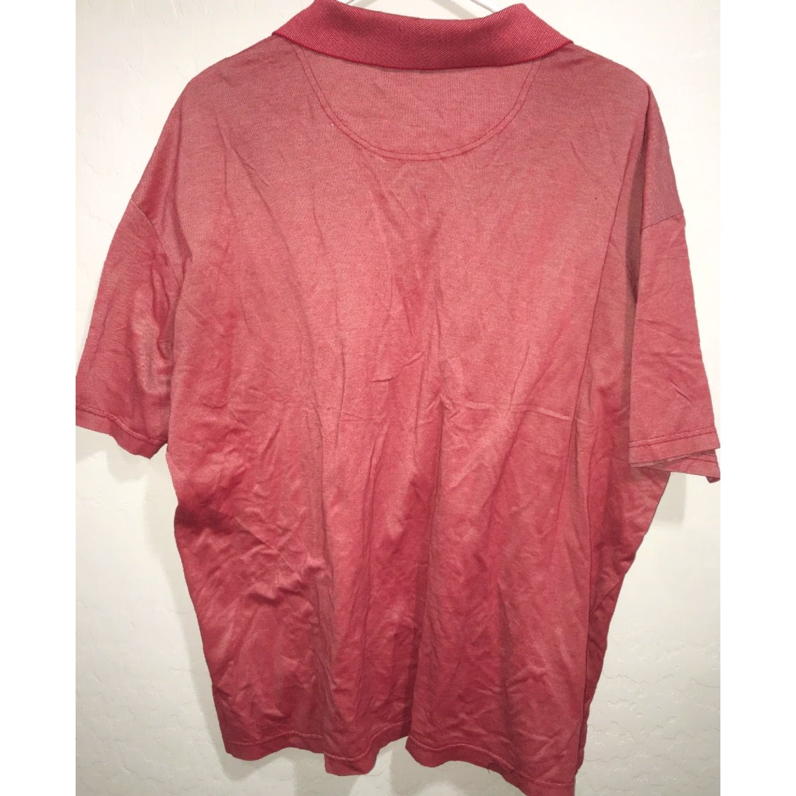 BUGATCHI Bugatchi Vomo Red Polo Blue Accents Mens XL 100% Mercerise Cotton Solid Short Sleeve Collared Classic Regular Polo Size US XL / EU 56 / 4 - 6 Thumbnail