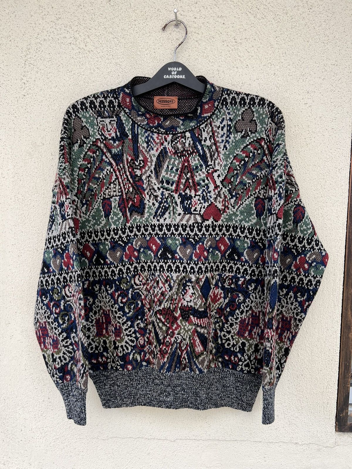 Missoni Vintage Missoni Italy Poker Card Knitwear Wool Sweater Size US M / EU 48-50 / 2 - 1 Thumbnail