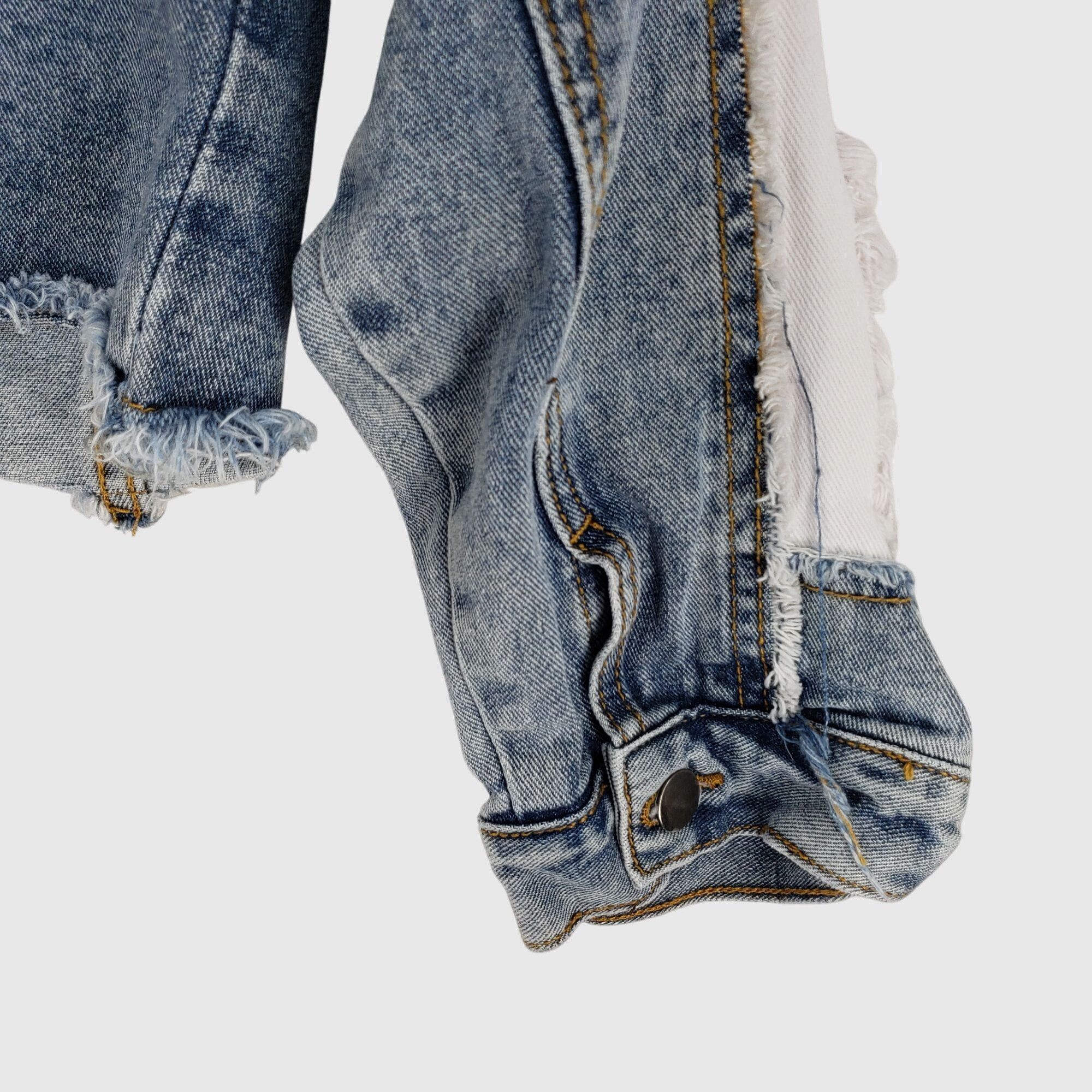 Other American Bazi Womens Cropped Distressed Denim Jacket Sz S Size S / US 4 / IT 40 - 7 Thumbnail