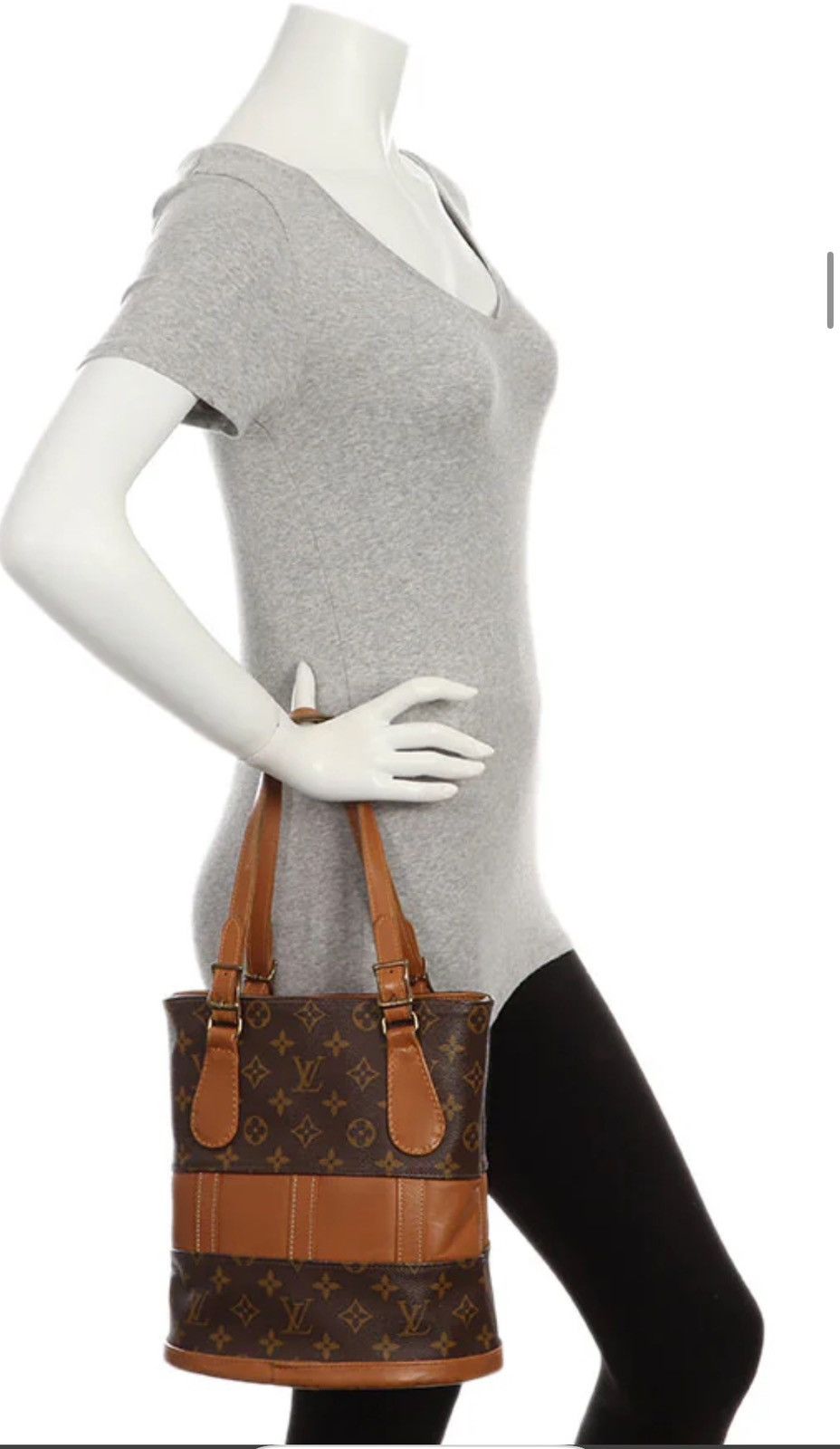 Vintage 80s Louis Vuitton Monogram Marais Bucket GM Tote Bag