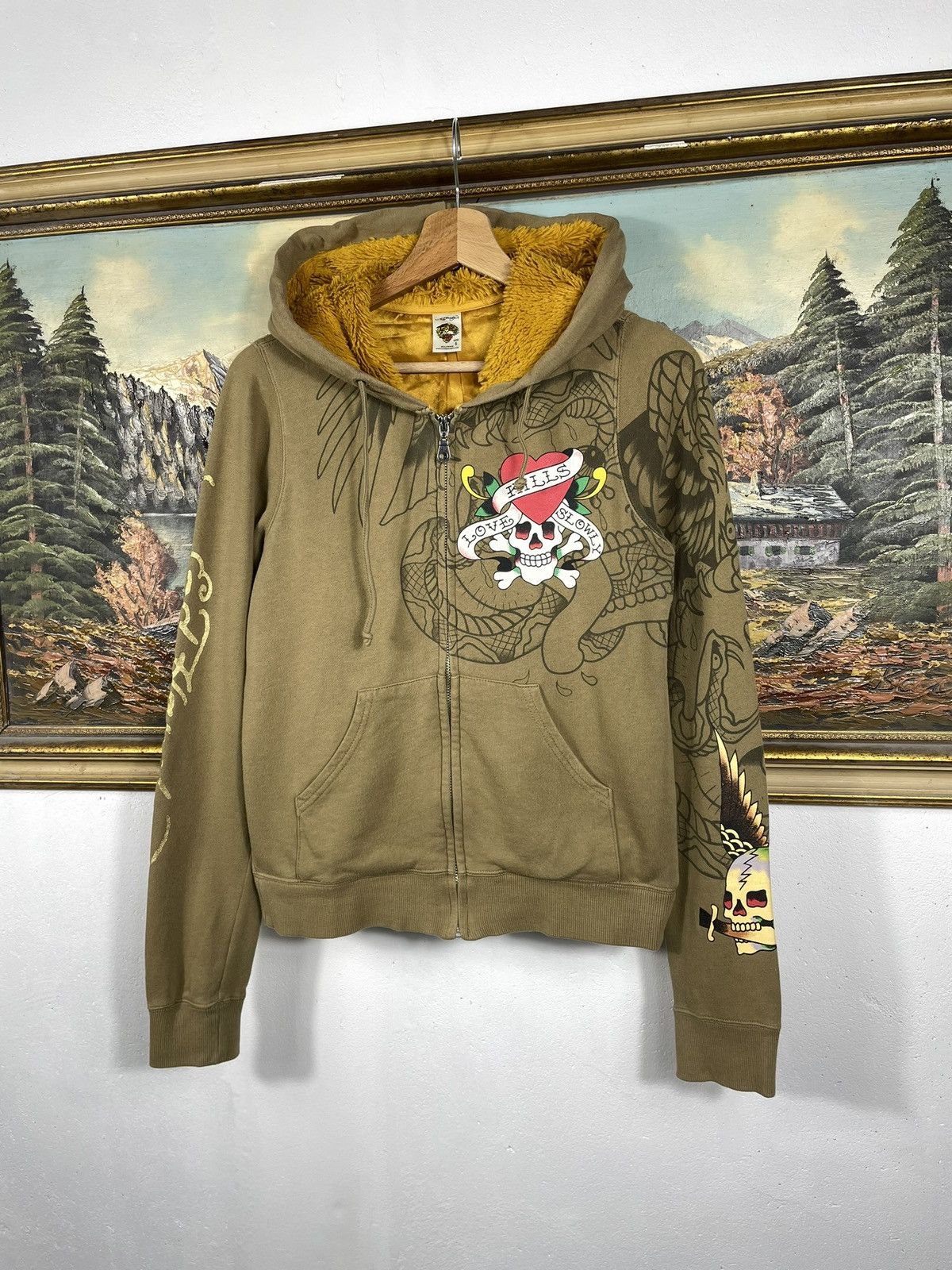 Christian Audigier × Ed Hardy × Vintage Ed Hardy Retro 00s Hoodie Cyber Affliction Grunge Hiphop Rap Size S / US 4 / IT 40 - 3 Thumbnail