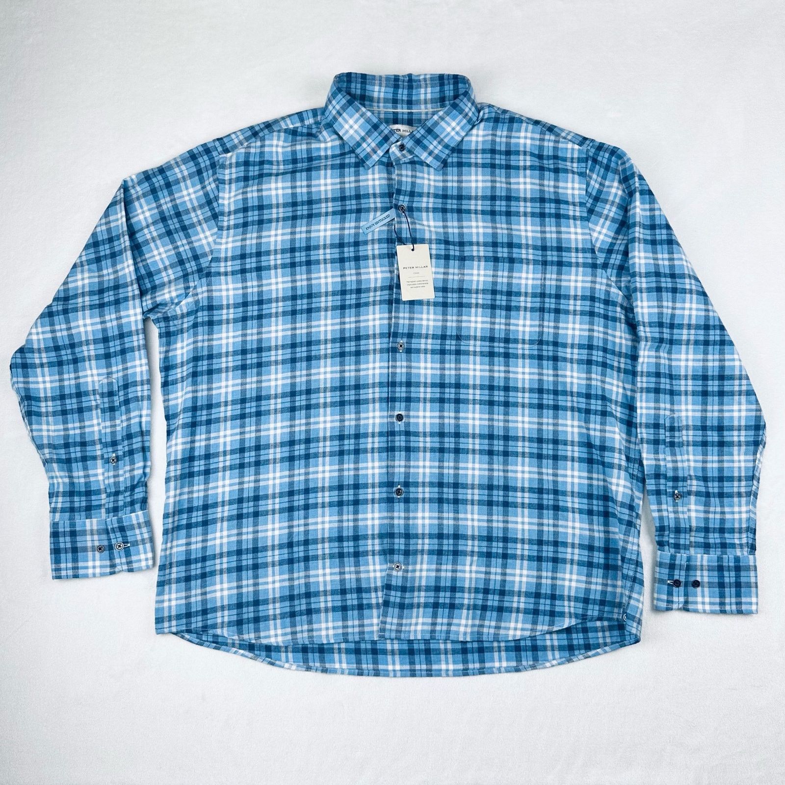 Peter Millar Peter Millar Men’s XL Blue Plaid Button Up L/S Shirt NEW Size US XL / EU 56 / 4 - 1 Thumbnail