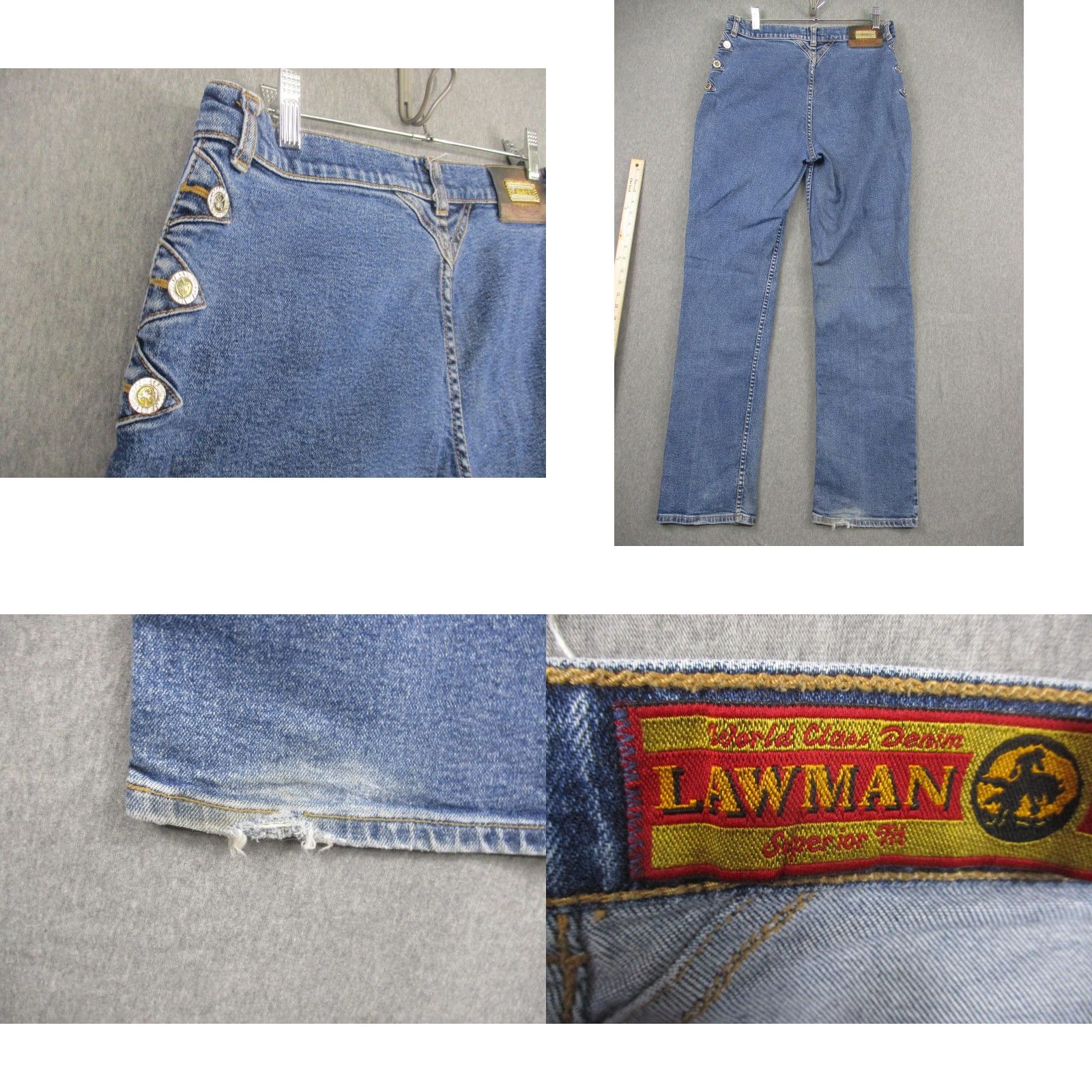 Denime VINTAGE Lawman Jeans Womens 9/10 Blue Relaxed Fit Western Cowboy Denim 90s Size 30" / US 8 / IT 44 - 9 Thumbnail