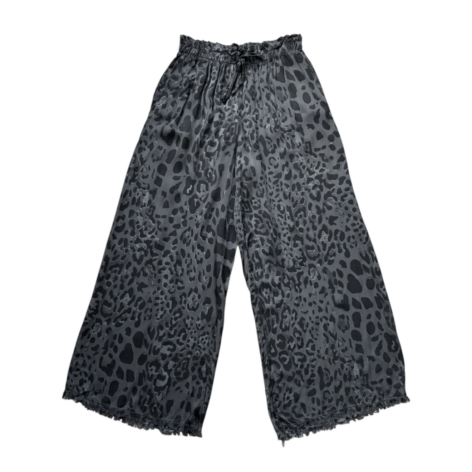 NBDN Nobrandedon Natacha Leopard Wide Leg Black/Gray Pants | Size S Size 27" / US 4 / IT 40 - 1 Thumbnail