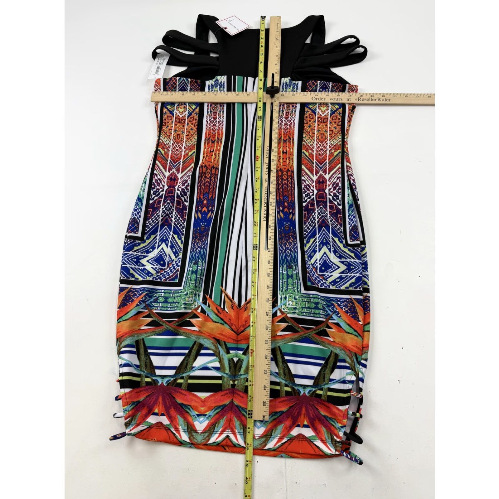 Vintage Bisou Bisou Dress Womens Large Tropical Geometric Bodycon Knee Length Dress Size L / US 10 / IT 46 - 7 Thumbnail