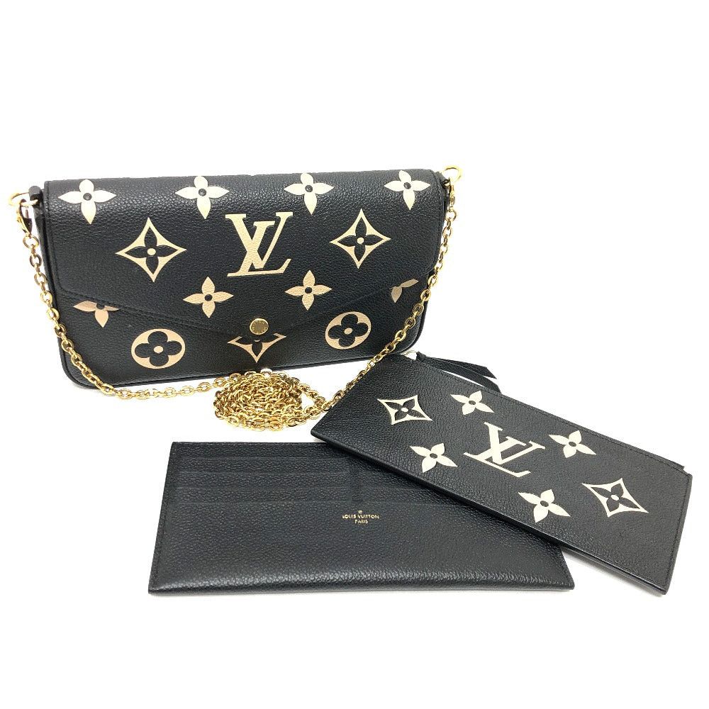 Louis Vuitton M80482 Monogram Amplant Pochette Felicie Chain Wallet Shoulder Bag Long Leather Women Black