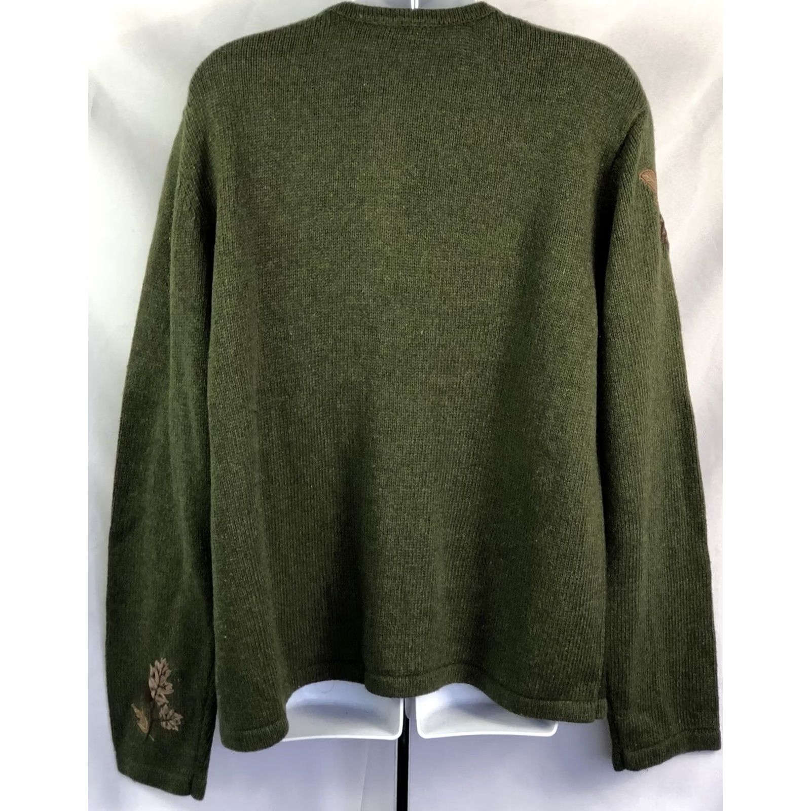 Croft & Barrow Croft Barrow Sweater L Green Cardigan zip up applique Leaves cottage fall NWT Size L / US 10 / IT 46 - 4 Thumbnail