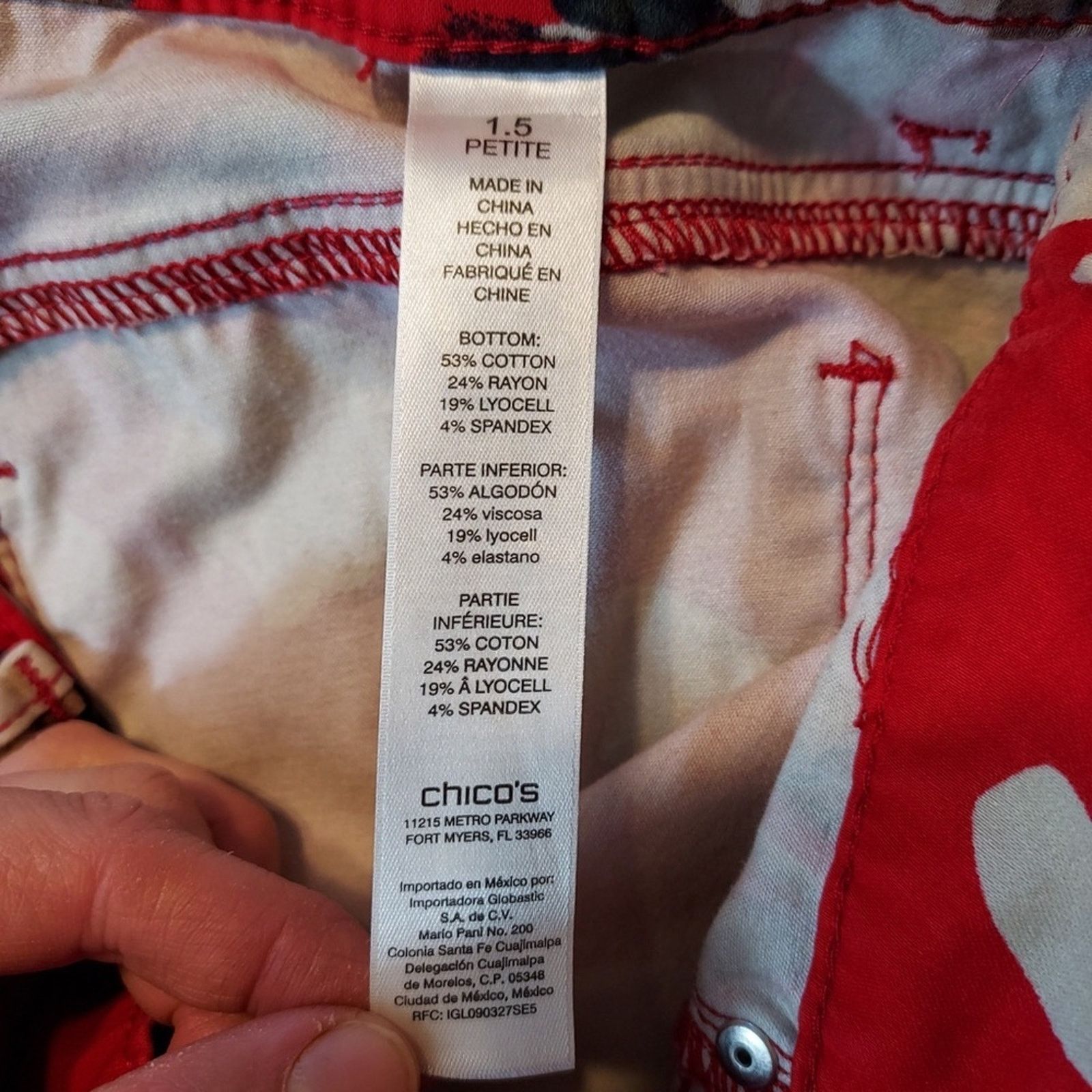 Chicos Chicos The Platinum Jegging Casual Red Floral Skinny Pants Size 25" / US 0 / IT 36 - 6 Thumbnail