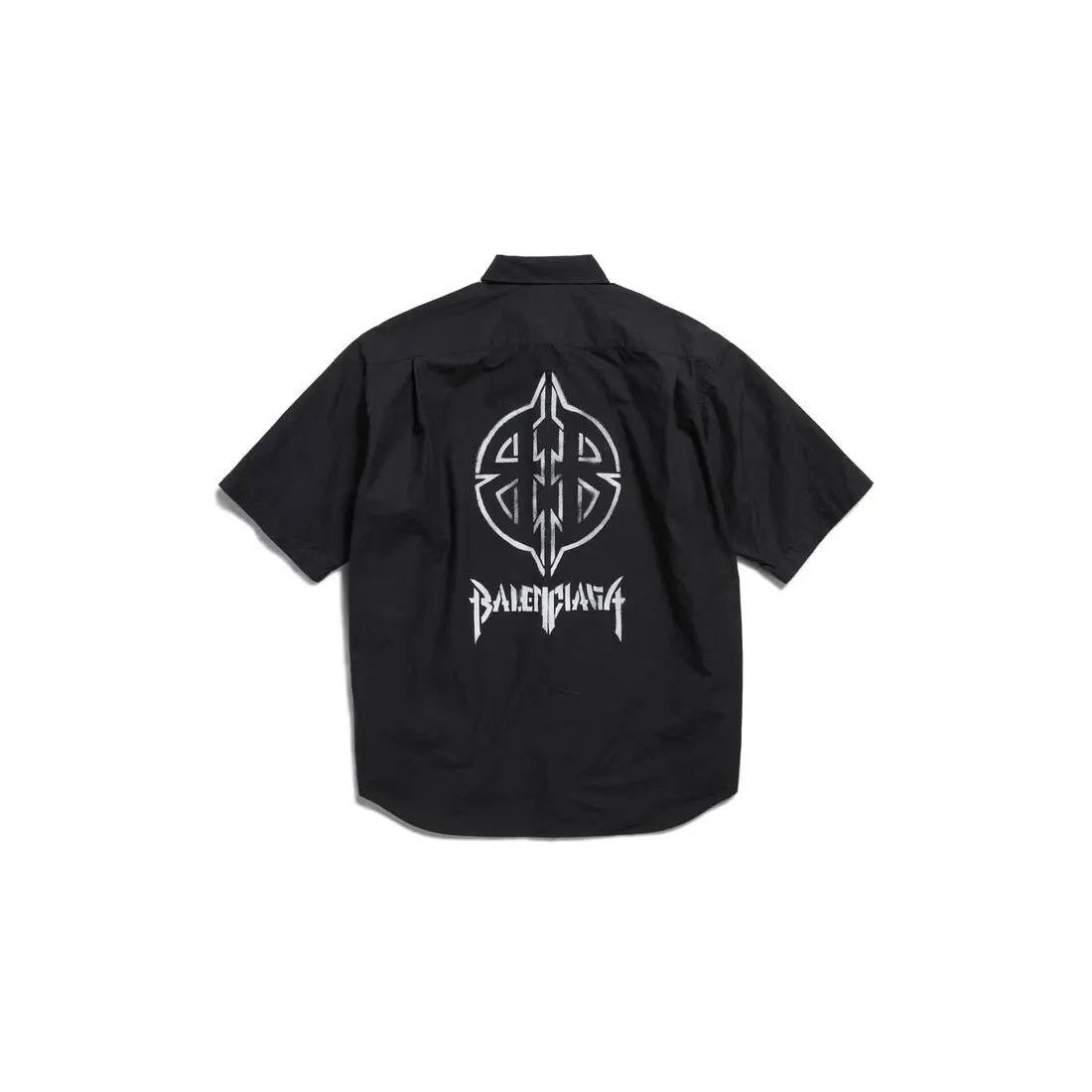 Balenciaga o1w1db11225 Metal BB Stencil Short Sleeve Shirt Large Fit Size US M / EU 48-50 / 2 - 2 Thumbnail