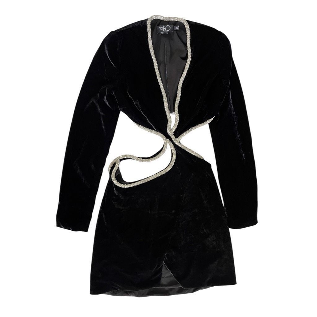 Other PatBO Cut Out Mini Dress With Rhinestone Trim in Black Size XS / US 0-2 / IT 36-38 - 2 Thumbnail