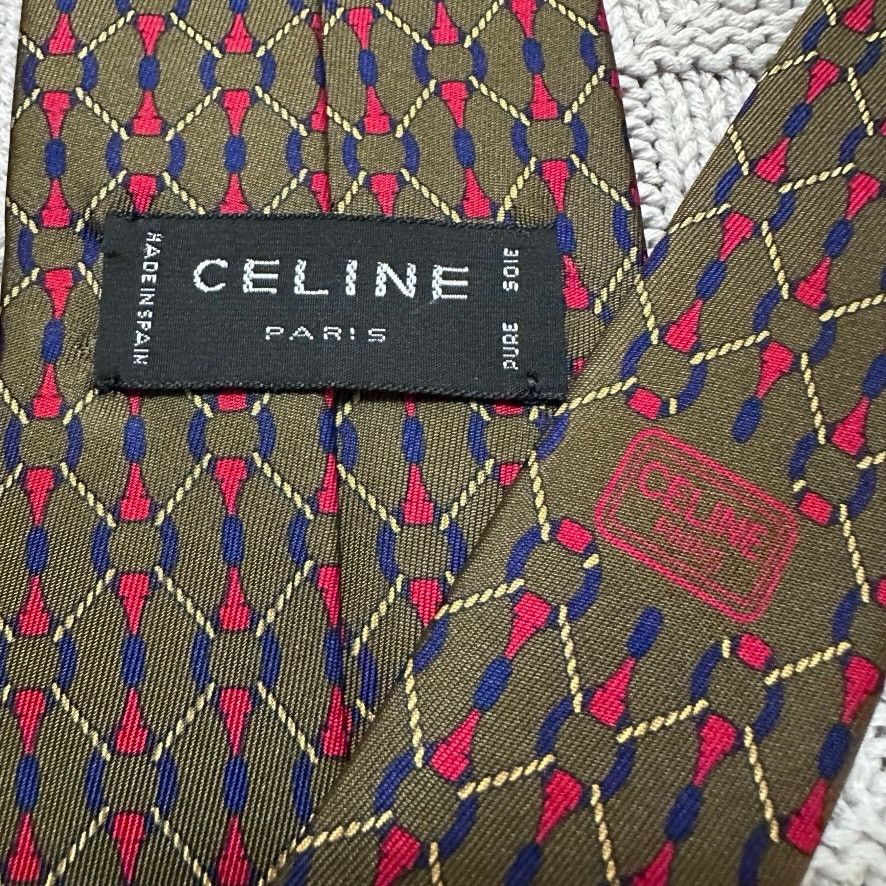 Celine Celine brown equestrian bit motif silk tie Size ONE SIZE - 3 Thumbnail