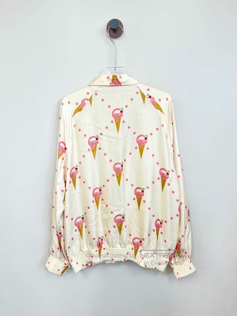 Gucci Gucci Beige ice cream pattern full-print silk zipper jacke Size US S / EU 44-46 / 1 - 2 Thumbnail
