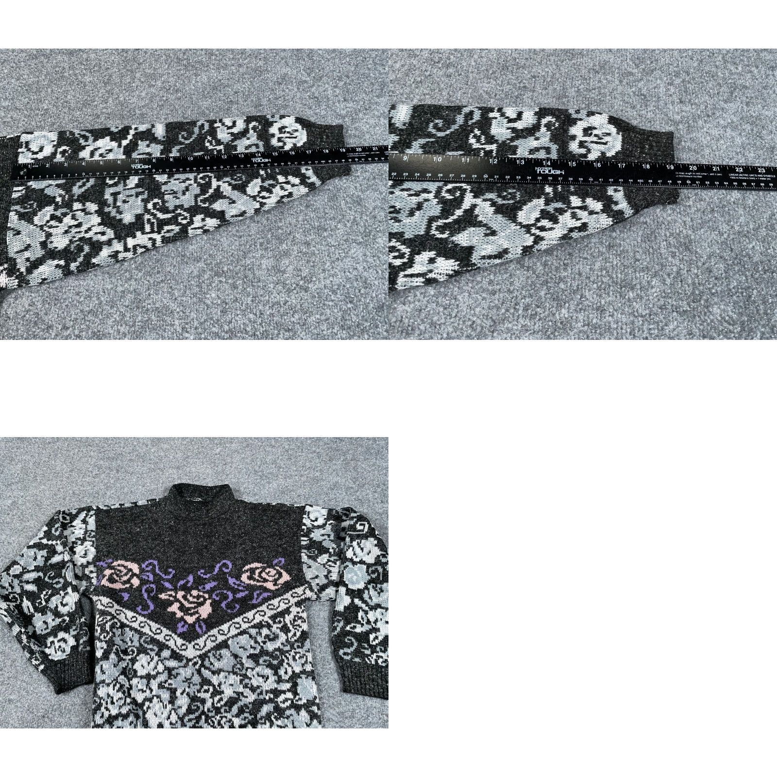 Vintage VTG Stefano Gray Floral Paisley High Neck Sweater Women's XS Knit Pullover 80s 90s Classic Preppy, Chilips (Note: remove this will cause incorrect). Size XS / US 0-2 / IT 36-38 - 8 Thumbnail