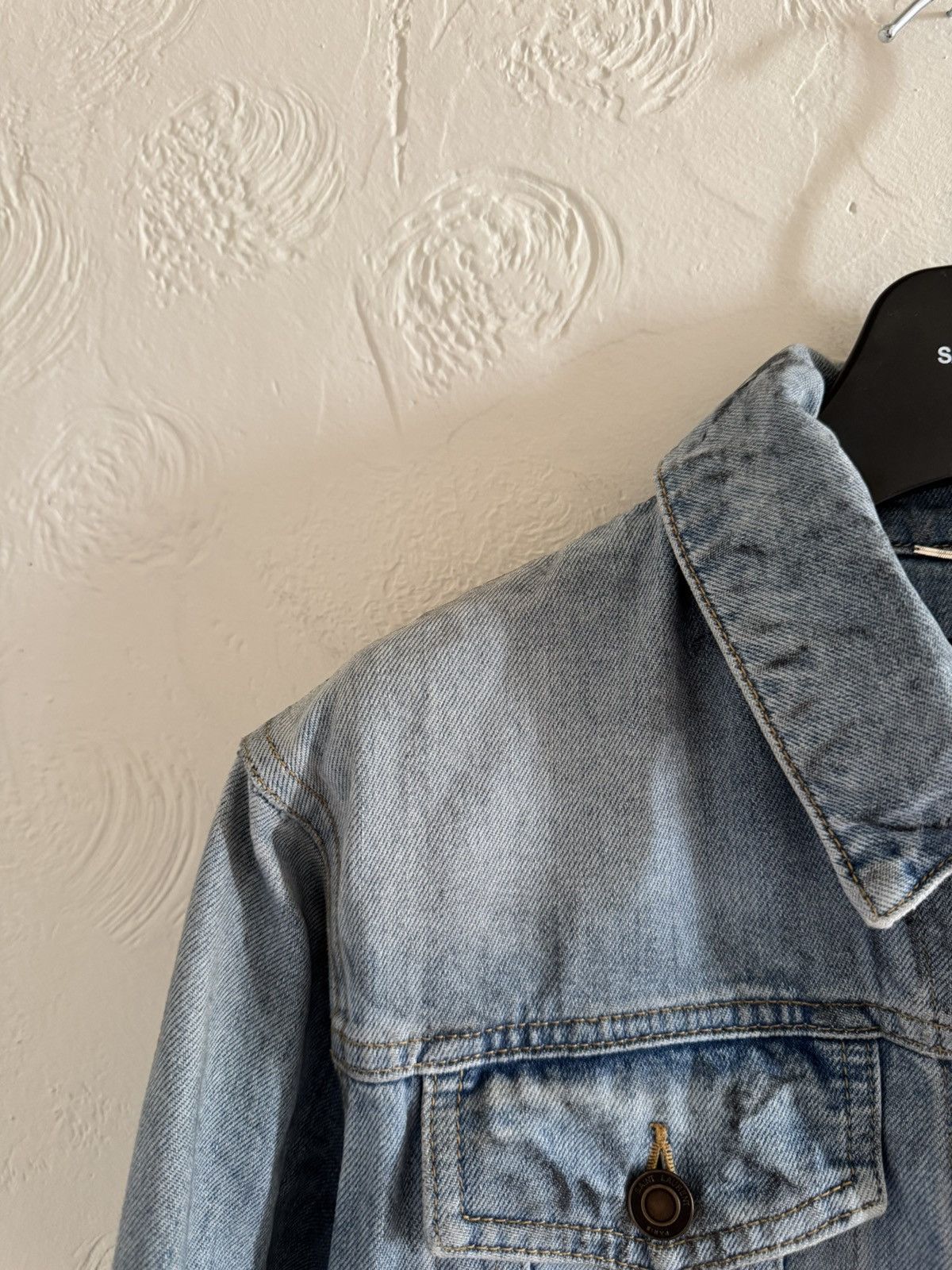 Hedi Slimane × Saint Laurent Paris Saint Laurent Distressed Denim Jacket Size US S / EU 44-46 / 1 - 6 Thumbnail