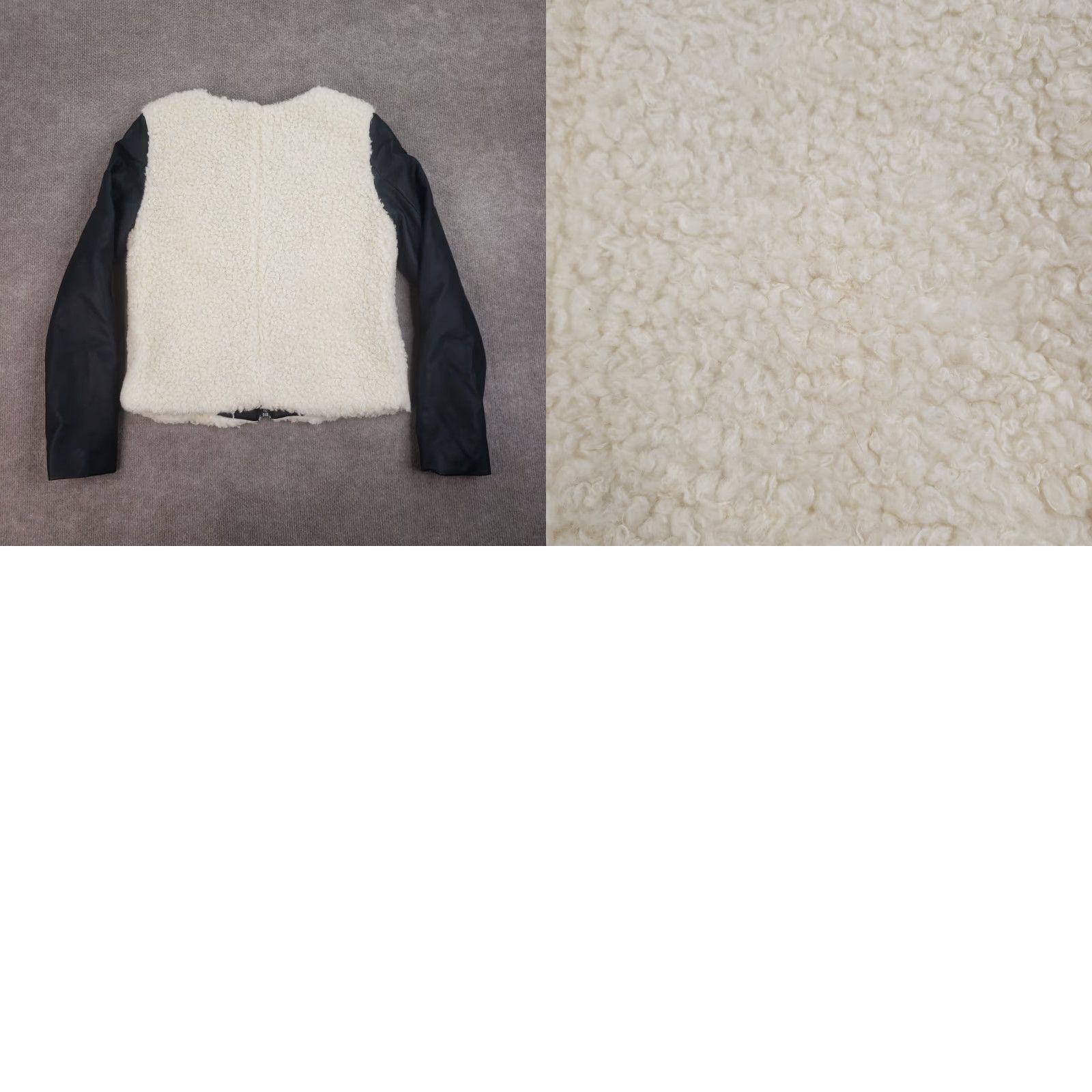 American Eagle Outfitters American Eagle Womens Small Ivory Black Fleece Jacket Full Zip Pockets Long Sleeve Casual Fall Winter Size S / US 4 / IT 40 - 8 Thumbnail