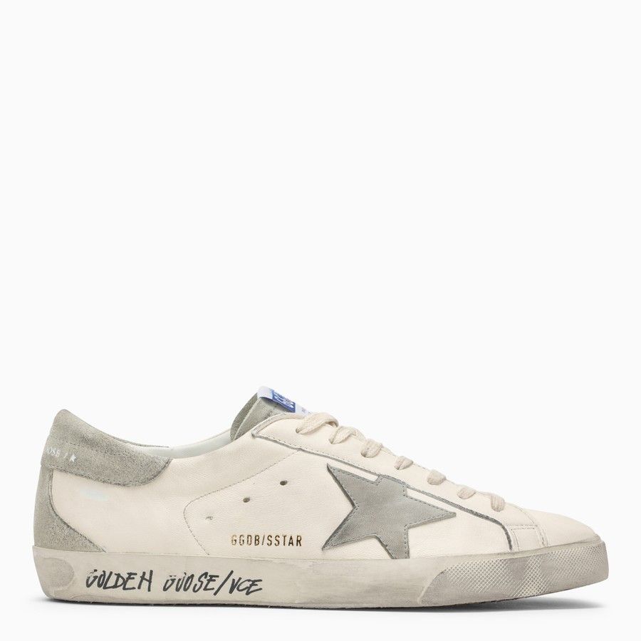 image of Golden Goose O1D2Blof0424 Super Star Low-Top Sneakers In White & Grey in White/Grey, Men's (Size 11