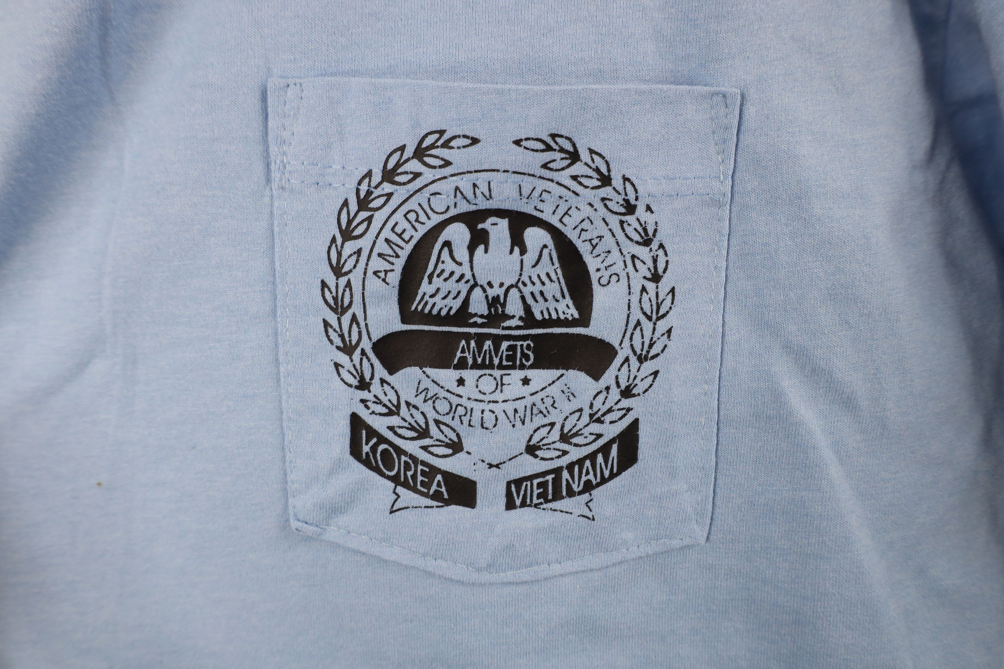 Vintage Vintage 90s Tournament Amvets Korea Vietnam T-Shirt Blue USA Size US XL / EU 56 / 4 - 5 Thumbnail