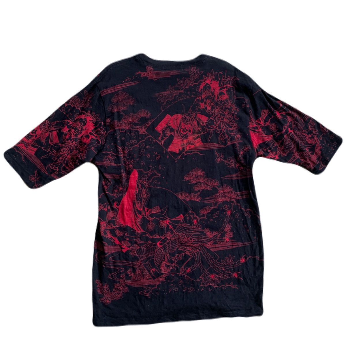 Japanese Brand 2000s Japanese Sukajan Yakuza Tattoo 3/4 Sleeve Tee Size US S / EU 44-46 / 1 - 4 Thumbnail