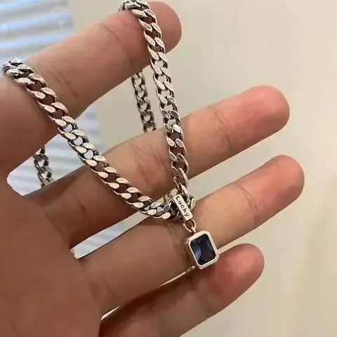 Other Square Blue Zirconia Pendant Necklace Size ONE SIZE - 1 Thumbnail