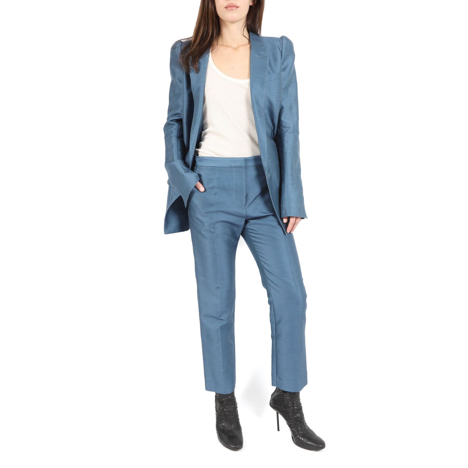 Haider Ackermann FW17 Oversized 3D Shoulder Blazer in Blue Cotton Size XS / US 0-2 / IT 36-38 - 2 Thumbnail
