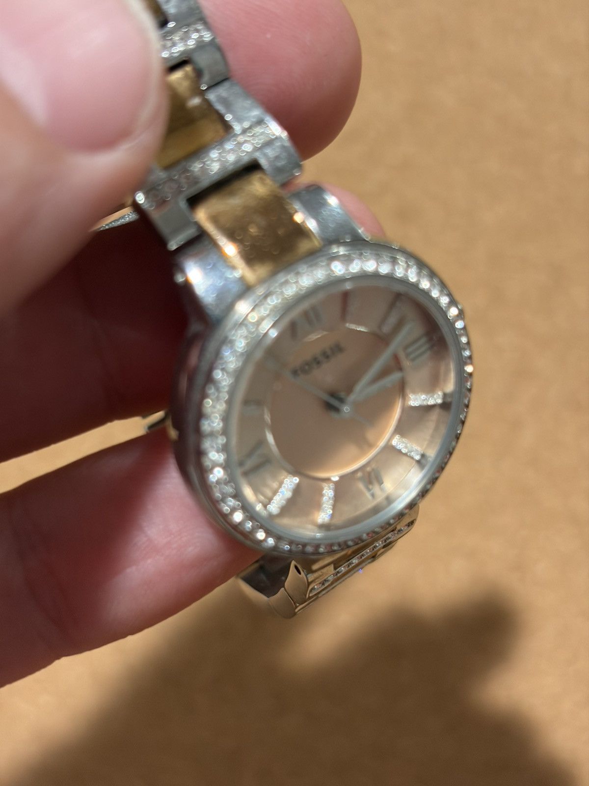 Fossil Fossil Womens Watch Champagne Dial Crystal Bezel Bracelet Size ONE SIZE - 5 Thumbnail