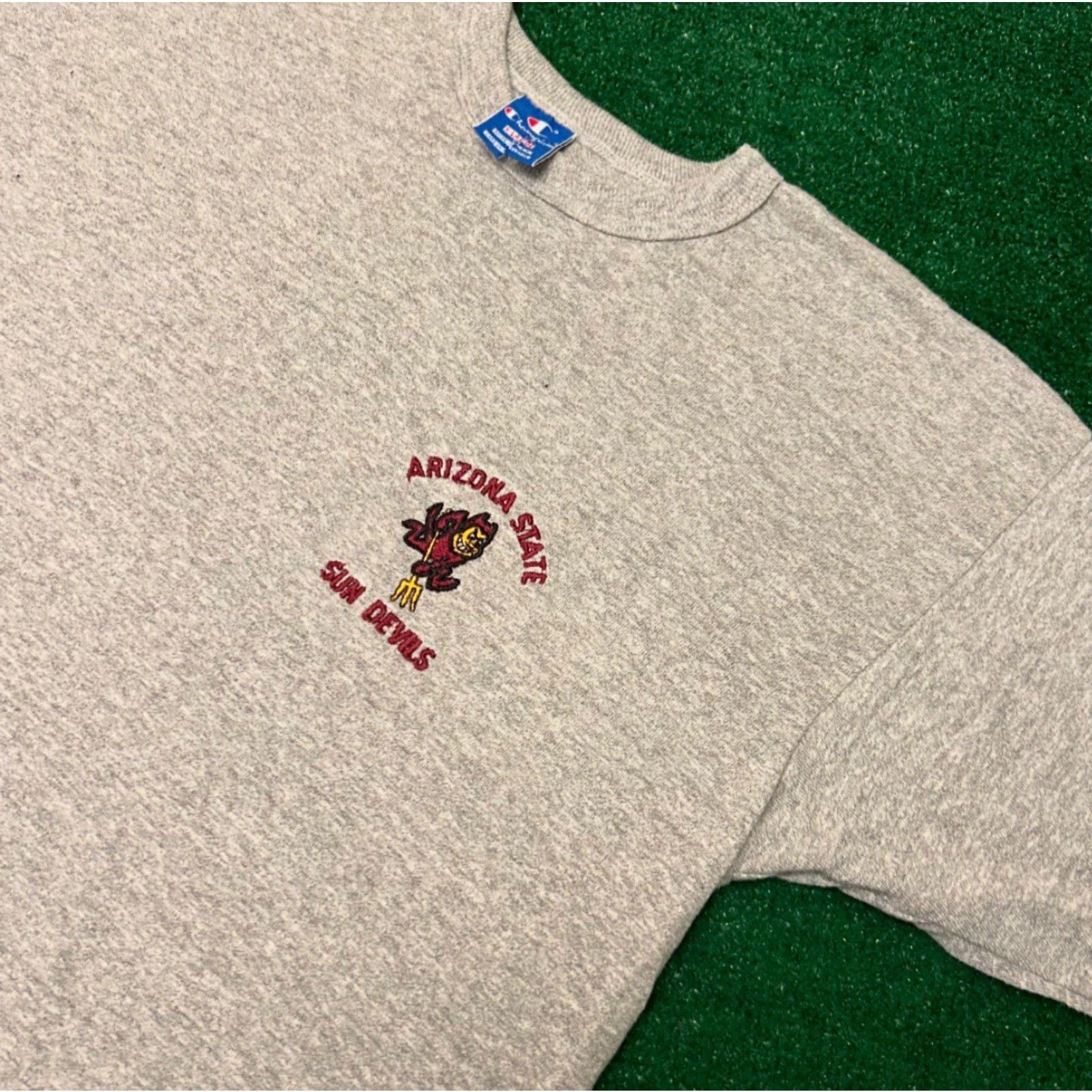 Champion VINTAGE Arizona State Sun Devils Embroidered Logo VTG Shirt Mens XL Champion 90s College Sports Gray Short Sleeve Size US XL / EU 56 / 4 - 5 Thumbnail