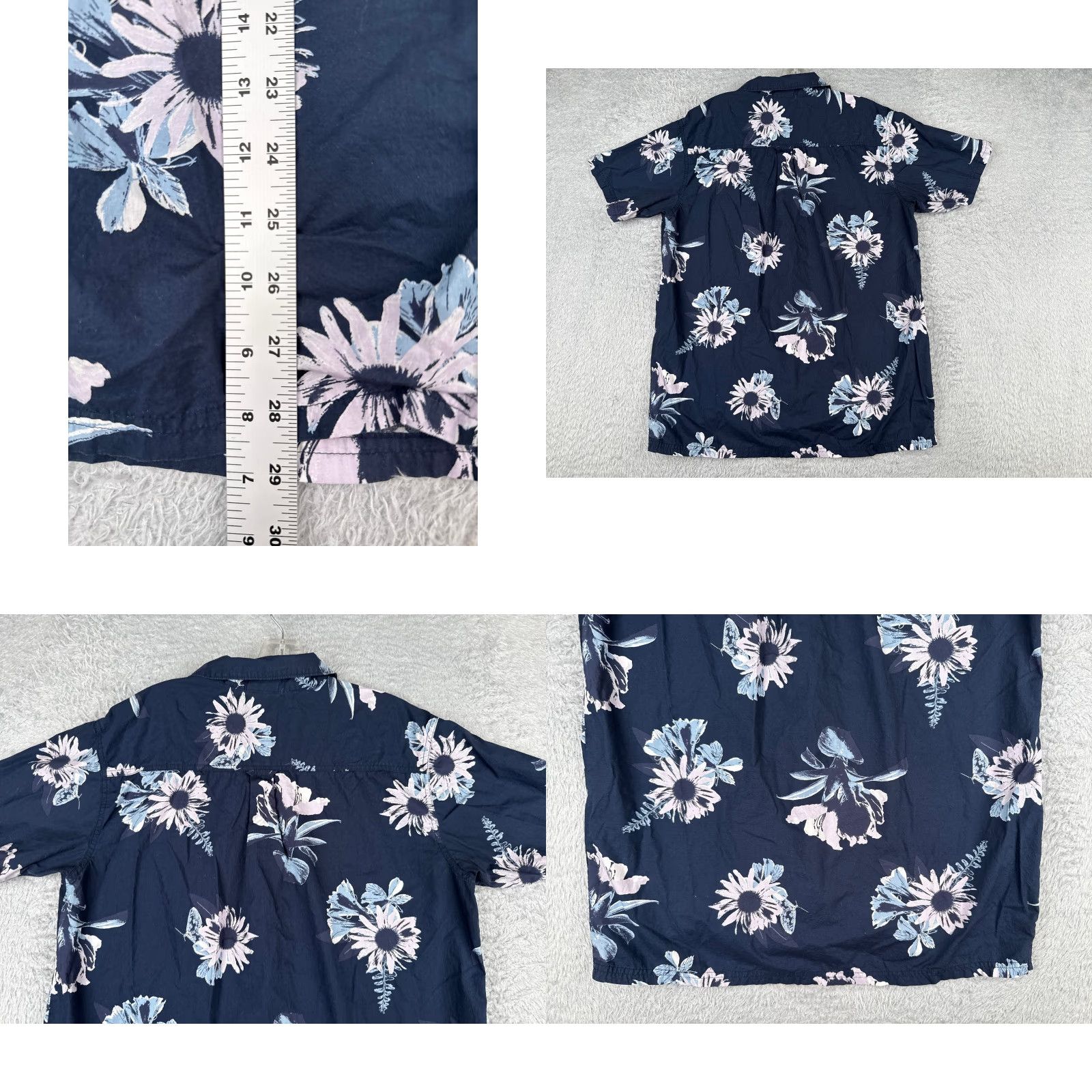 Sunflower Columbia Shirt Men Medium Blue Floral Sunflower Button Up 100% Cotton Pocket (Regular, Short Sleeve) Size US M / EU 48-50 / 2 - 9 Thumbnail