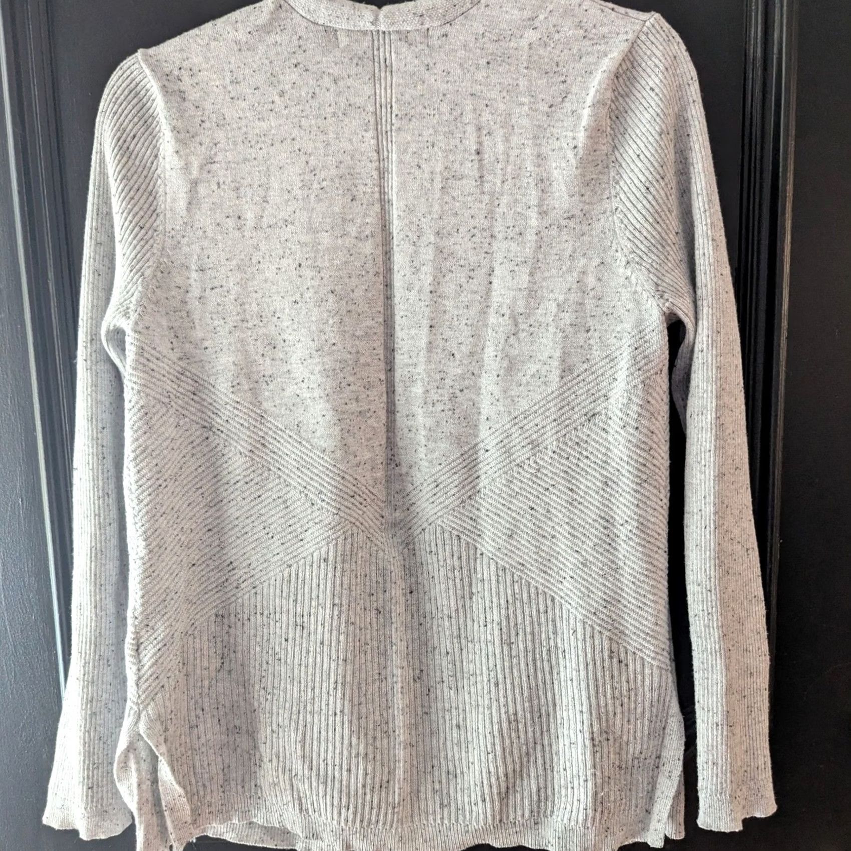 Vintage Verve Ami Speckled Knit Open Front Cardigan Sweater Light Gray Womens M Chevron Size M / US 6-8 / IT 42-44 - 2 Thumbnail