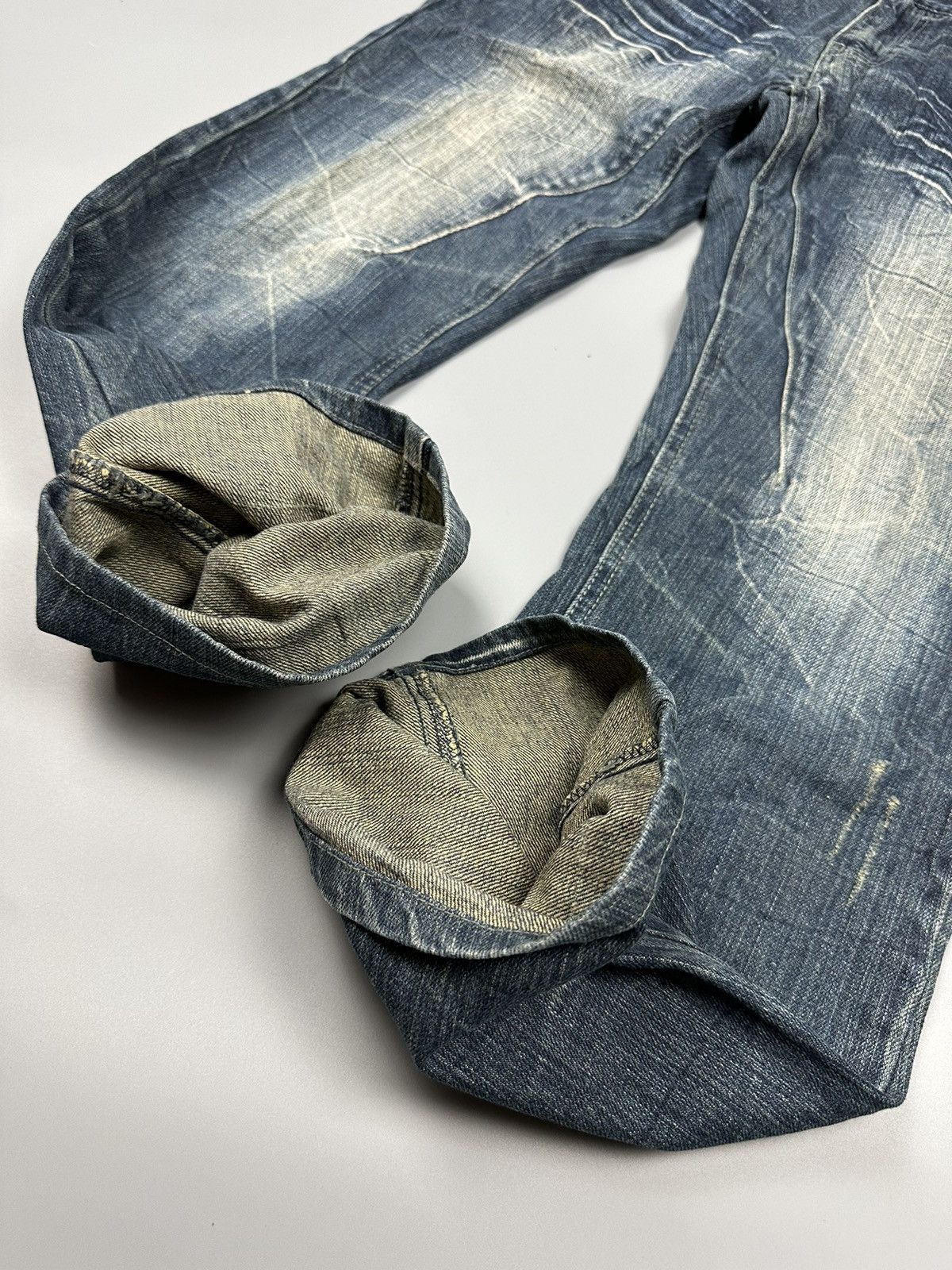 If Six Was Nine Distressed Flared Denim Jack Serika Britain Skull Bones Size US 34 / EU 50 - 7 Thumbnail