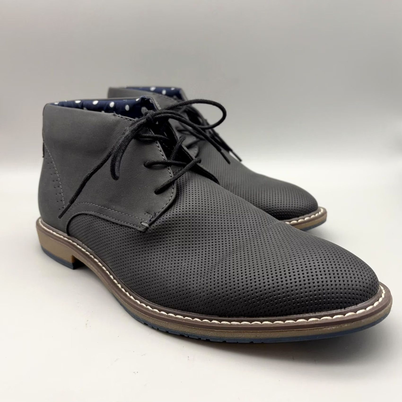 Vintage Madden Boots Mens 10 Black Chukka Ankle Lace Up Dress Casual M-Sestin Size US 10 / EU 43 - 2 Thumbnail