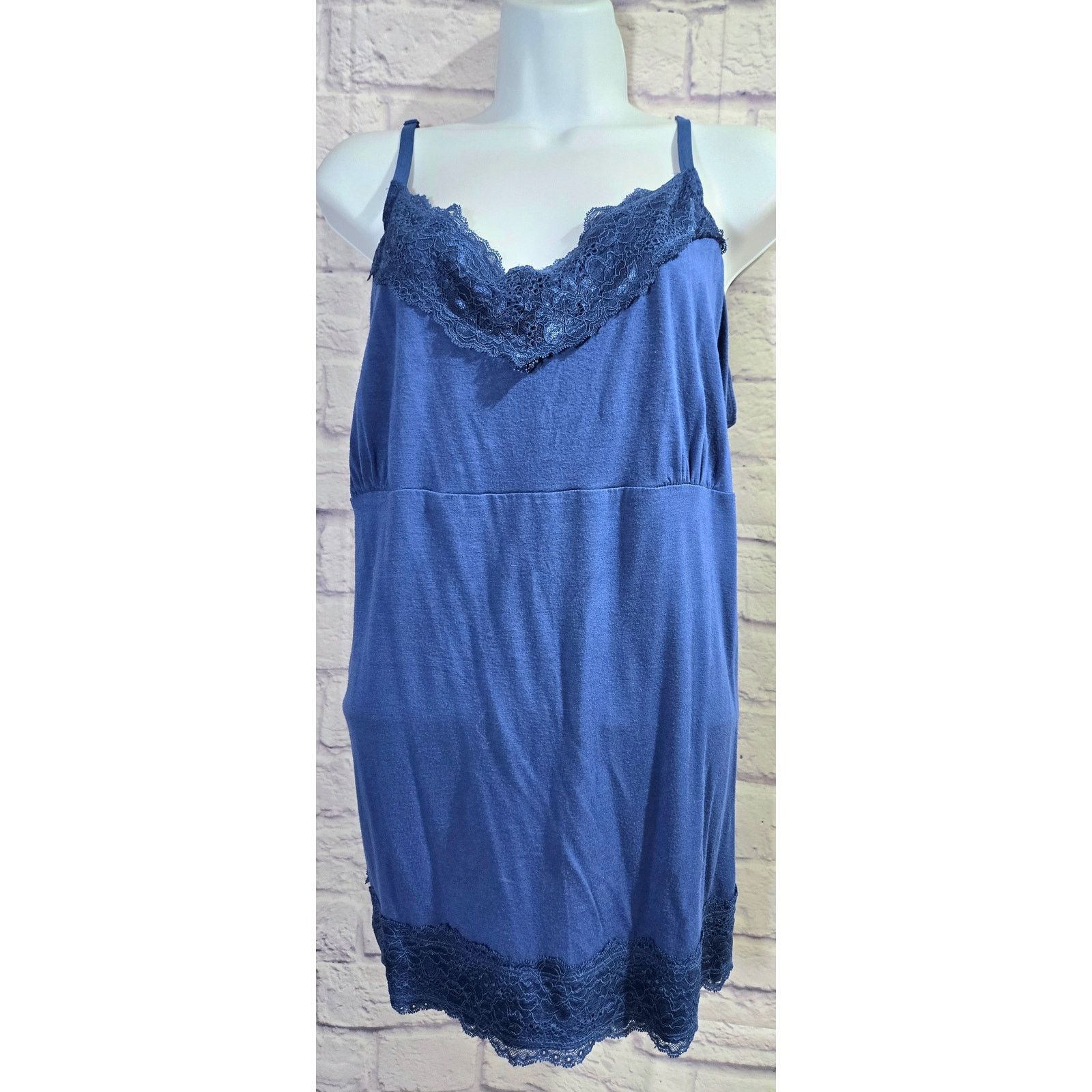 Other Navy Blue Lace V Neck Bodice Adjustable Straps Tank Large Size XL / US 12-14 / IT 48-50 - 1 Thumbnail