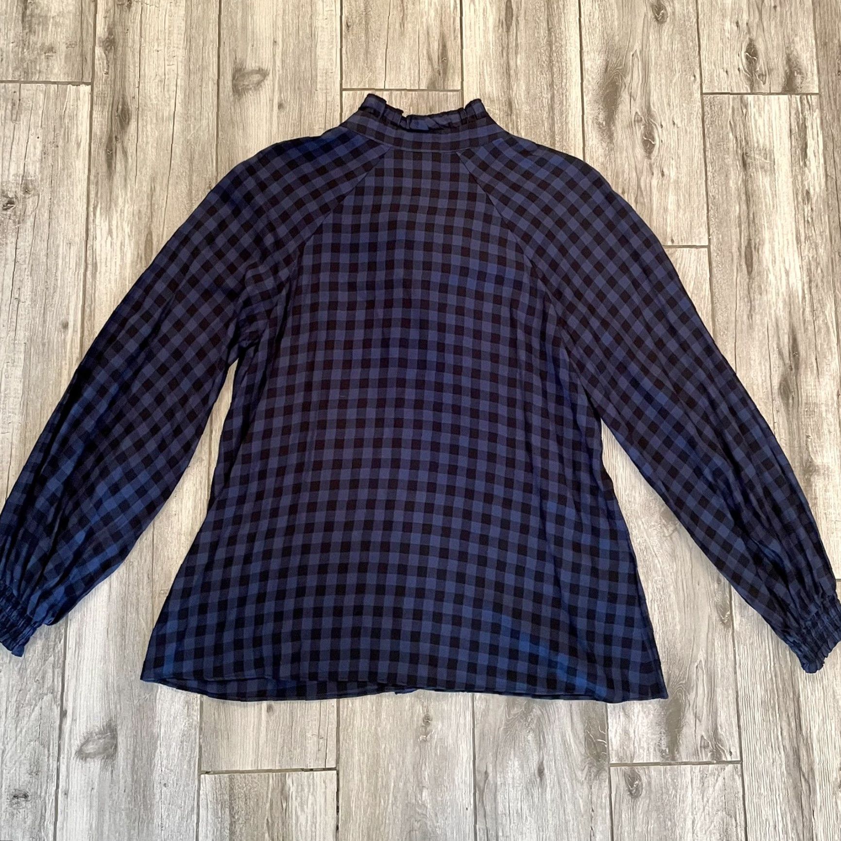 Vintage Cabi Aberdeen Blue Black Plaid Buffalo Check Ruffle Blouse Top S Shirt Womens Small Size S / US 4 / IT 40 - 5 Thumbnail