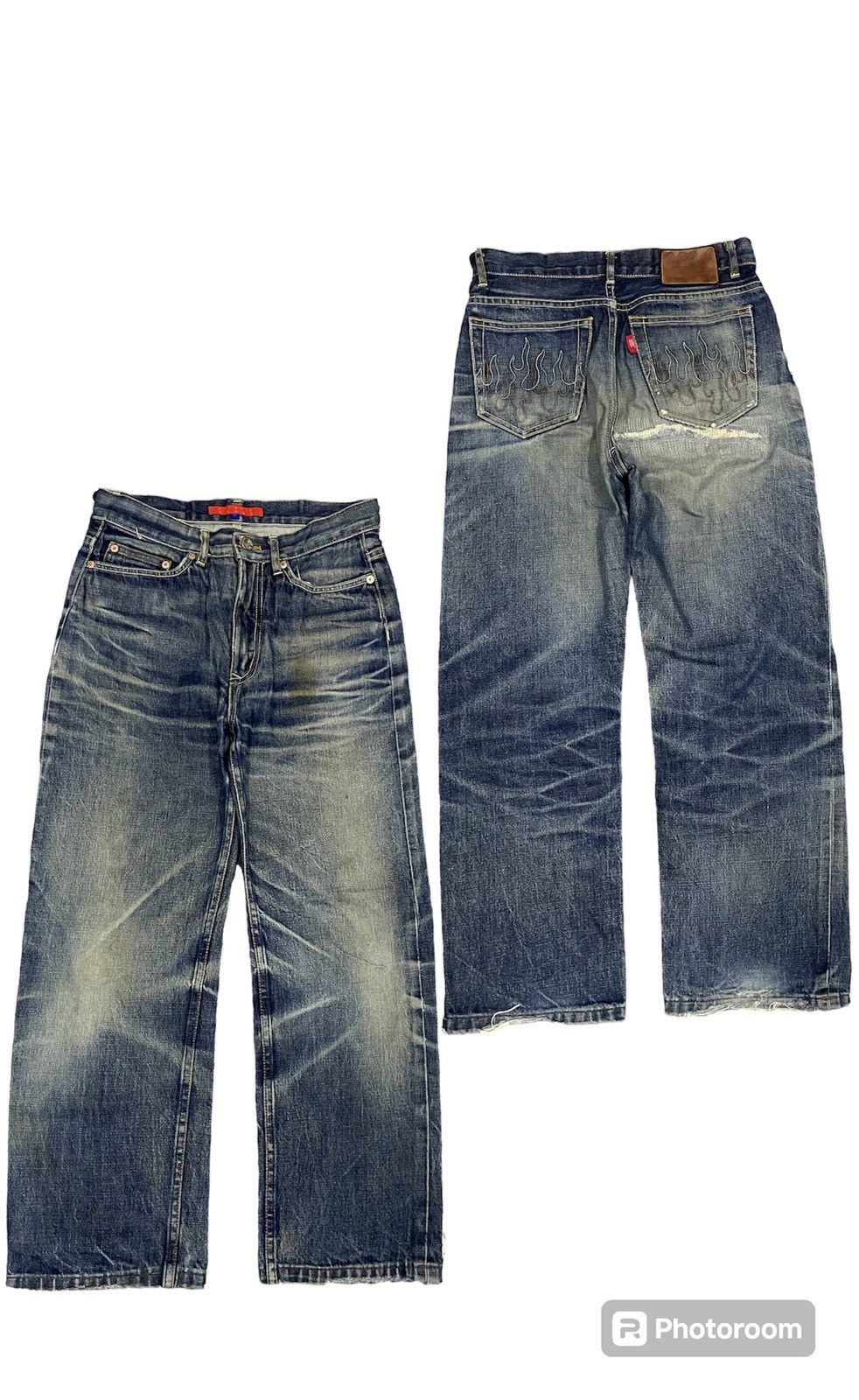 Beauty Beast 90s DRAGON JEANS FLAME POCKET SALVEDGE DISTRESSED Size US 28 / EU 44 - 1 Thumbnail