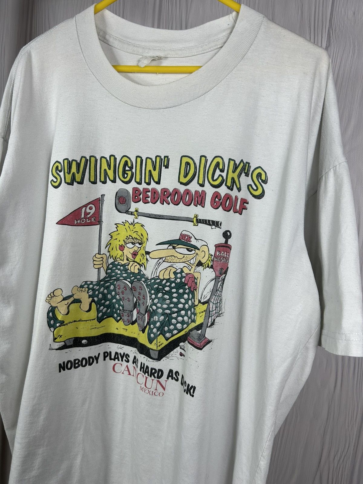 Vintage 90s Swingin Dicks Bedroom Golf Rules Sex Tee XXX Parody Size US XXL / EU 58 / 5 - 4 Thumbnail