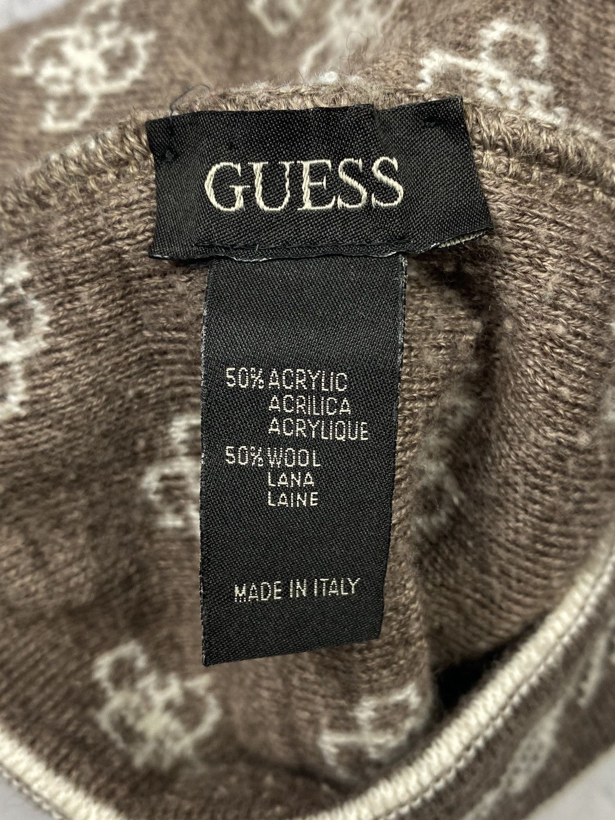 Guess GUESS 4G Logo Print Beanie Hat Brown Cream Monogram Knit Size ONE SIZE - 7 Thumbnail