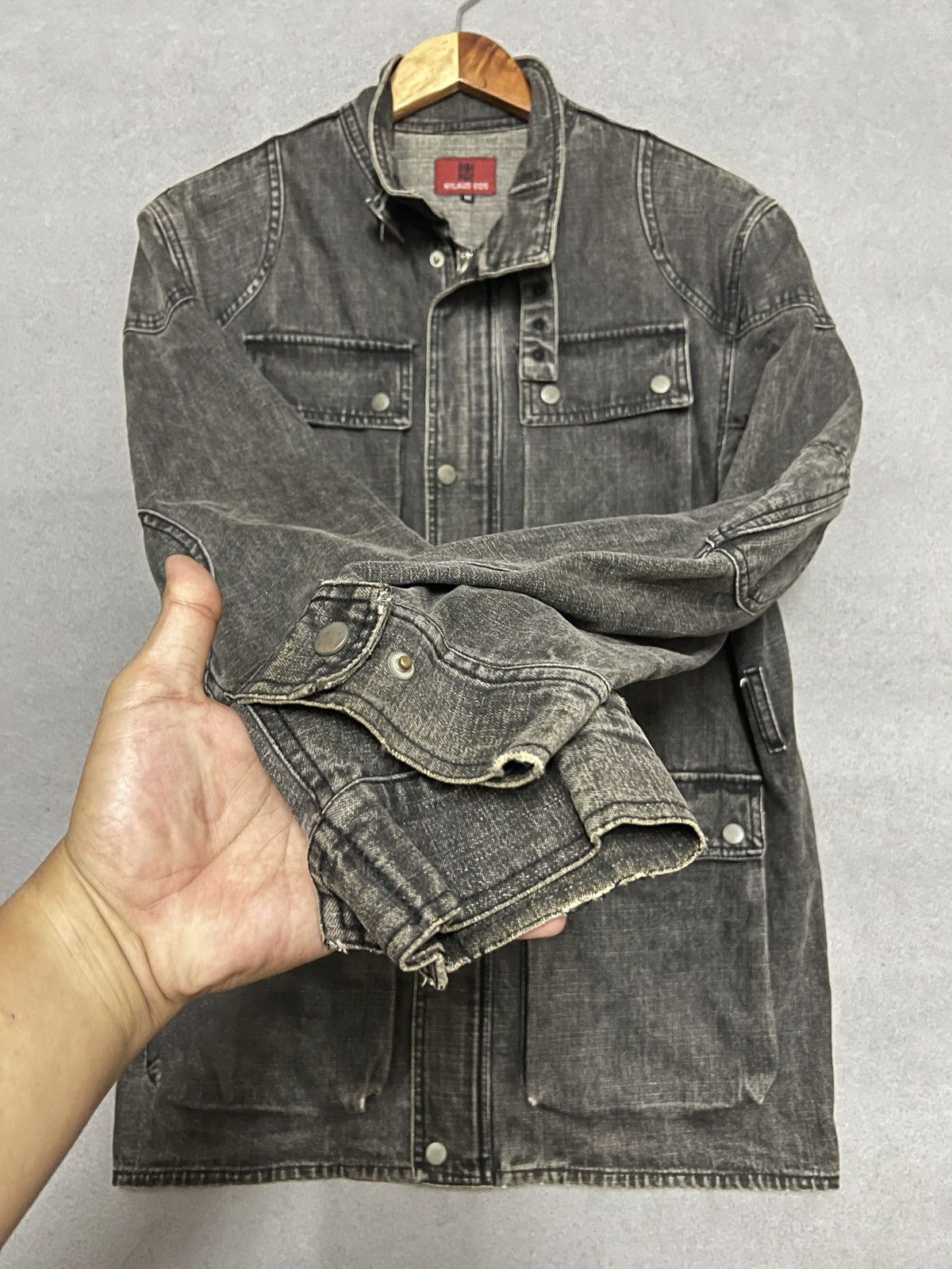 Japanese Brand 632.Vintage NYLAUS faded black denim Jacket Size US M / EU 48-50 / 2 - 3 Thumbnail