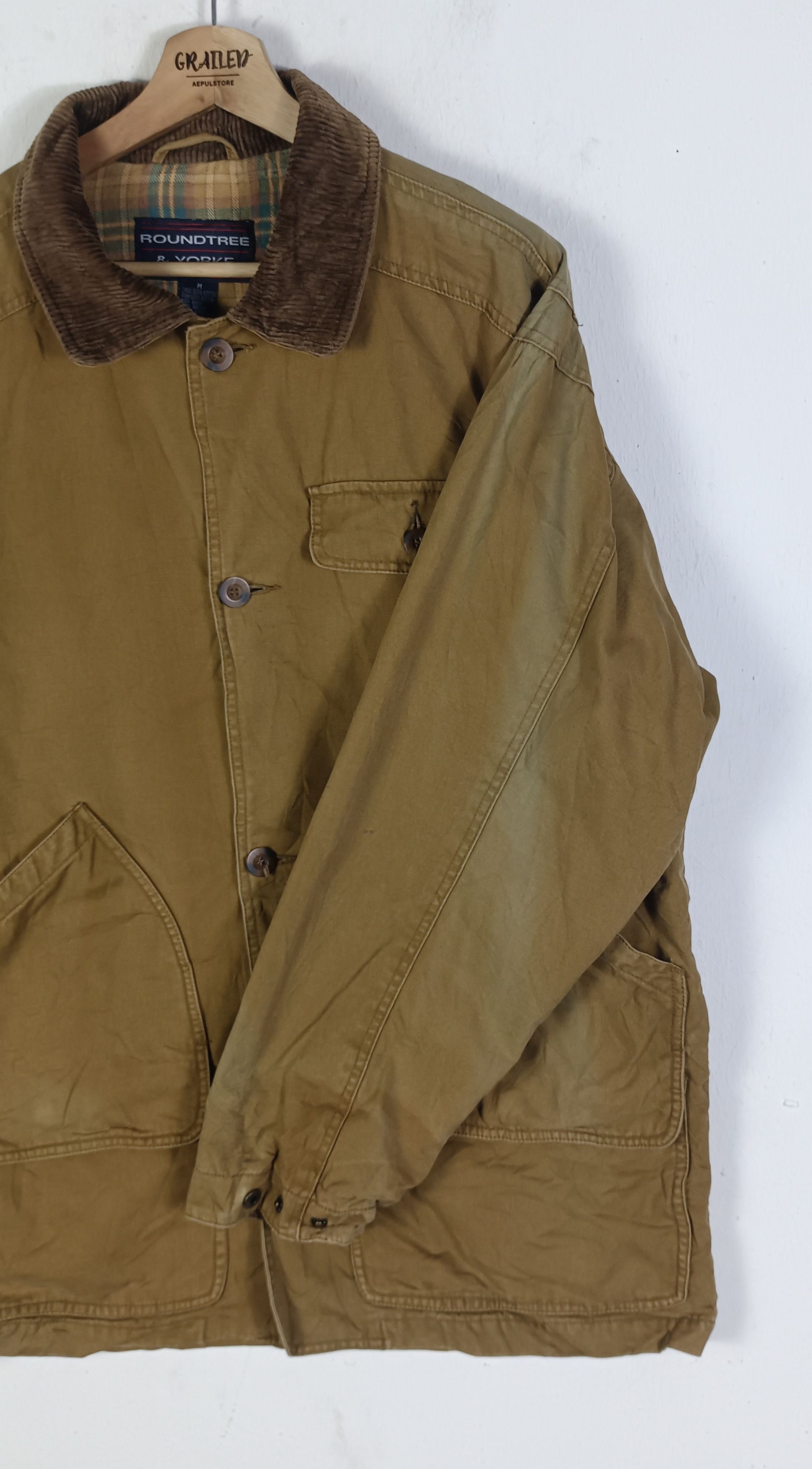 Roundtree & Yorke Vintage 🔥 RoundTree And Yorke Mens Browns Chore Jacket Size US L / EU 52-54 / 3 - 6 Thumbnail