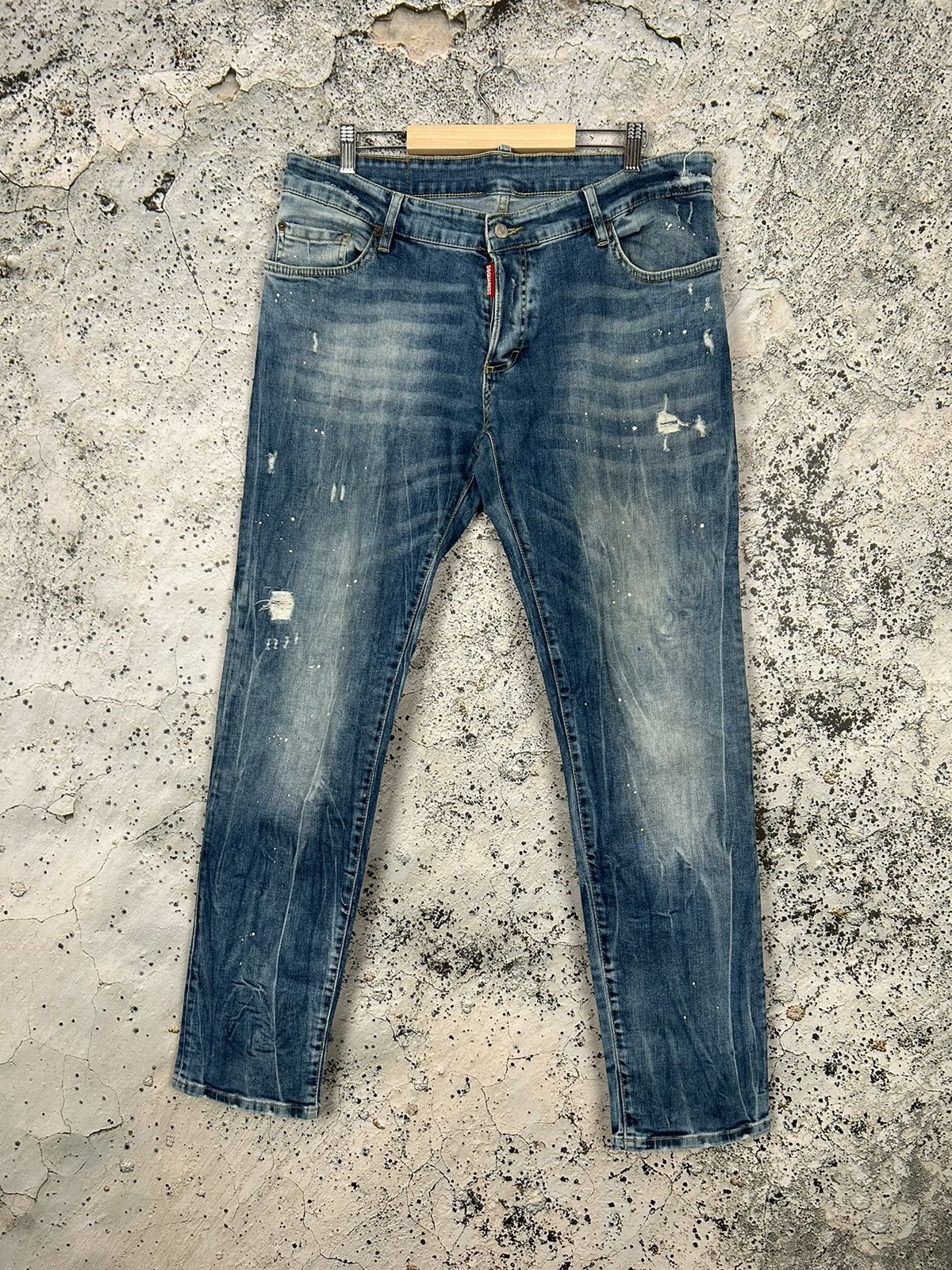 Vintage Dsquared2 Distressed Denim Pants Paint Y2K Punk