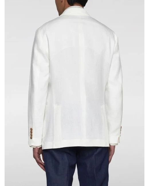 Brunello Cucinelli o1w1db10924 Jacket Linen in White Size US XL / EU 56 / 4 - 2 Thumbnail