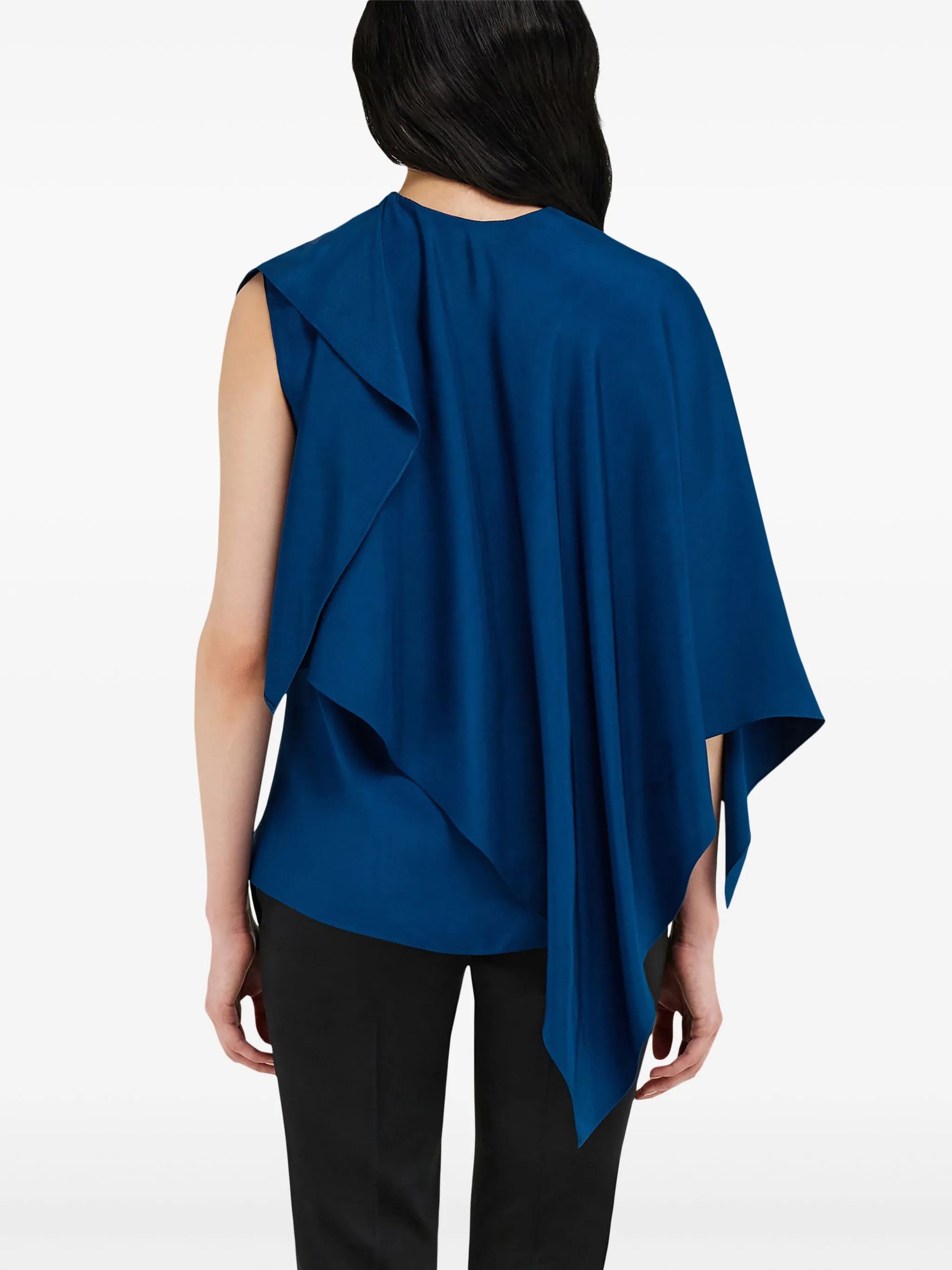 Salvatore Ferragamo o1s1rm0526 Cape-design Blouse in Blue Size L / US 10 / IT 46 - 4 Thumbnail