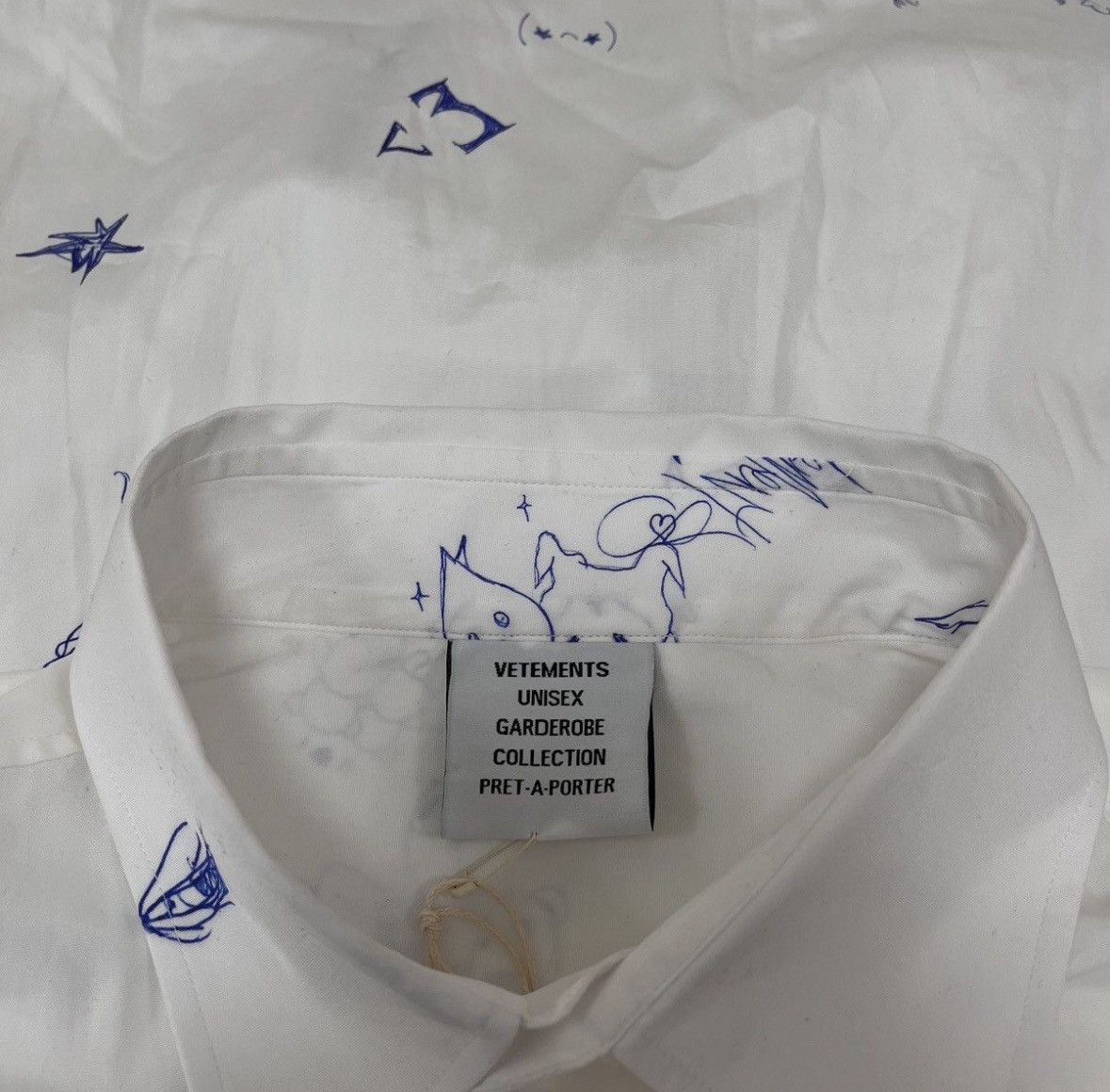 Vetements WHITE SCRIBBLED SHIRT Size US M / EU 48-50 / 2 - 4 Thumbnail