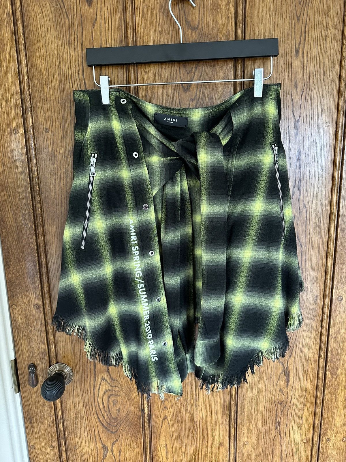 Amiri SS19 Amiri raw hem flannel waist wrap shirt Size ONE SIZE - 3 Thumbnail