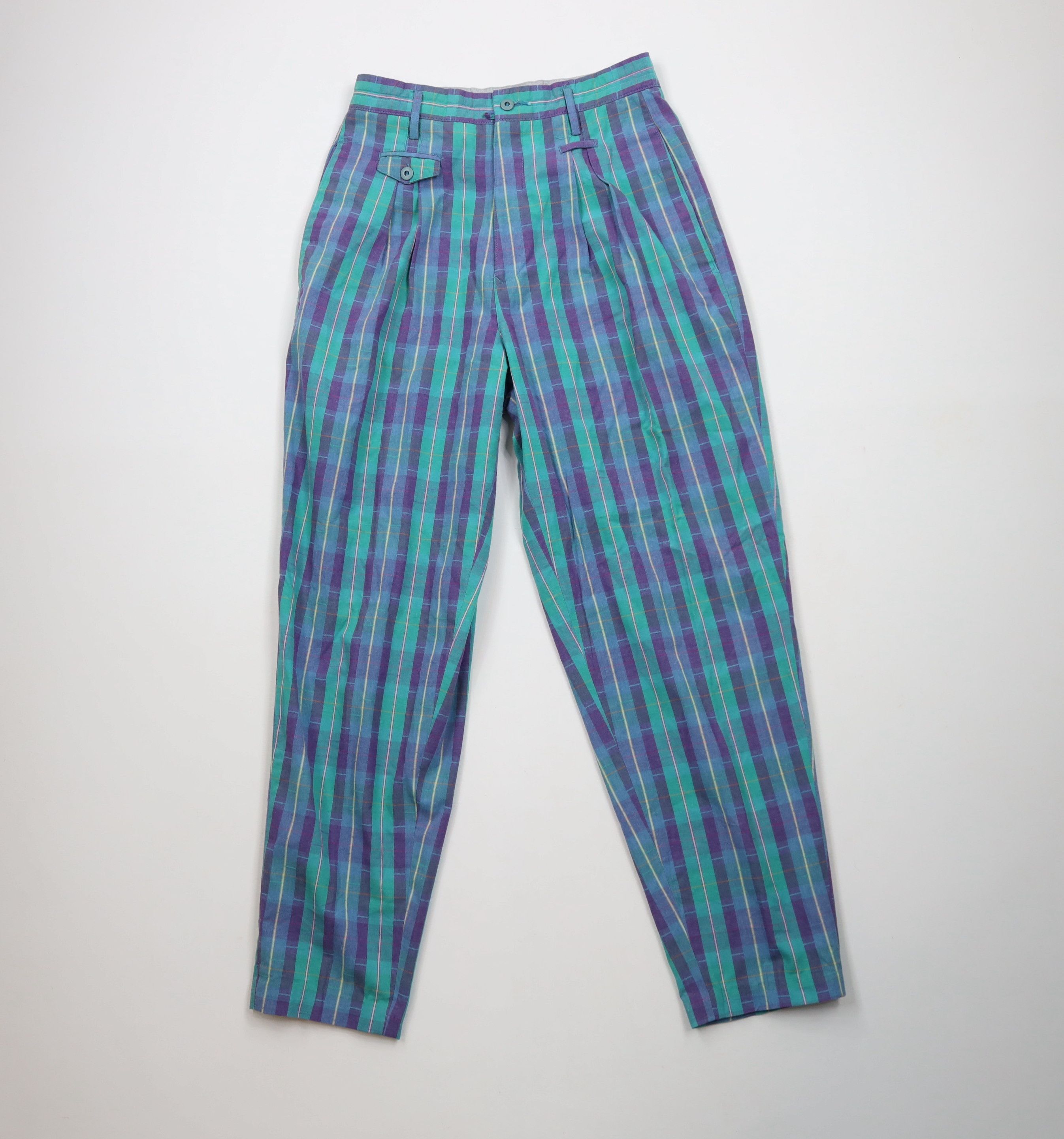 Vintage Vintage 80s 90s Streetwear Pleated Madras Plaid Chino Pants Size 36" / US 14 / IT 50 - 1 Thumbnail