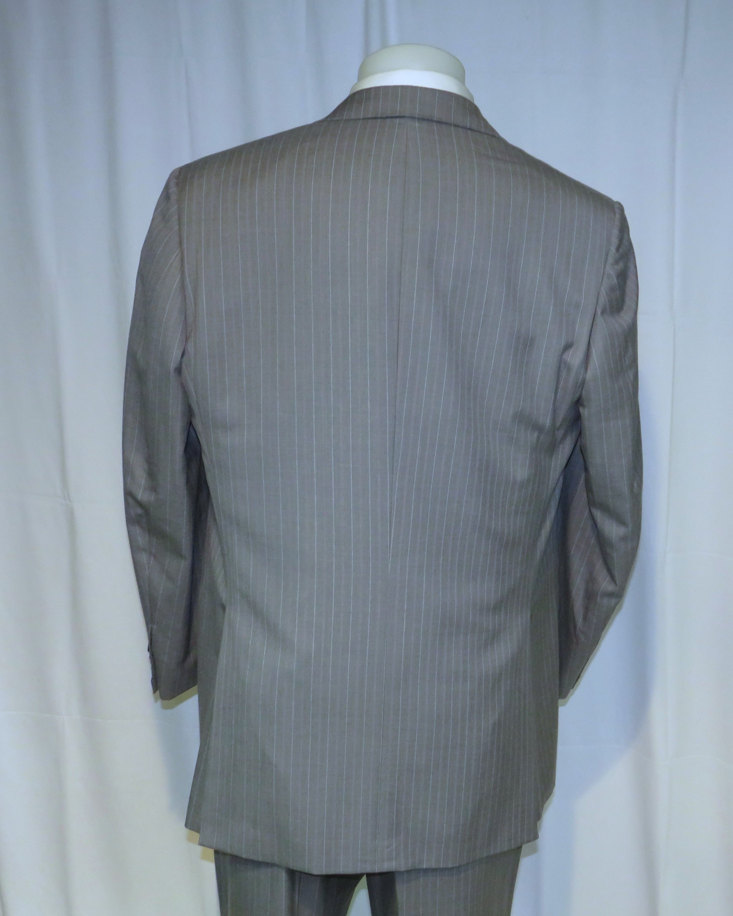 Other Marcello Vero Gray Striped Bespoke Two Button Suit 43R Size 42R - 12 Thumbnail
