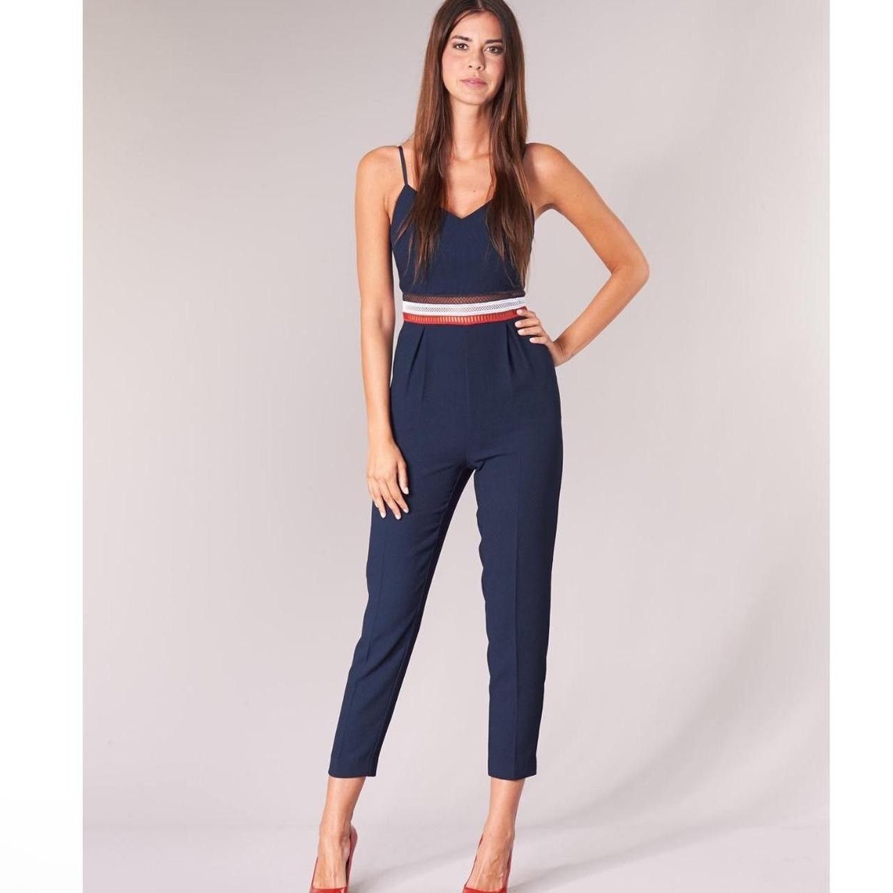 image of Tommy Hilfiger Embroidered Waist Jumpsuit in Navy, Women's (Size 27)