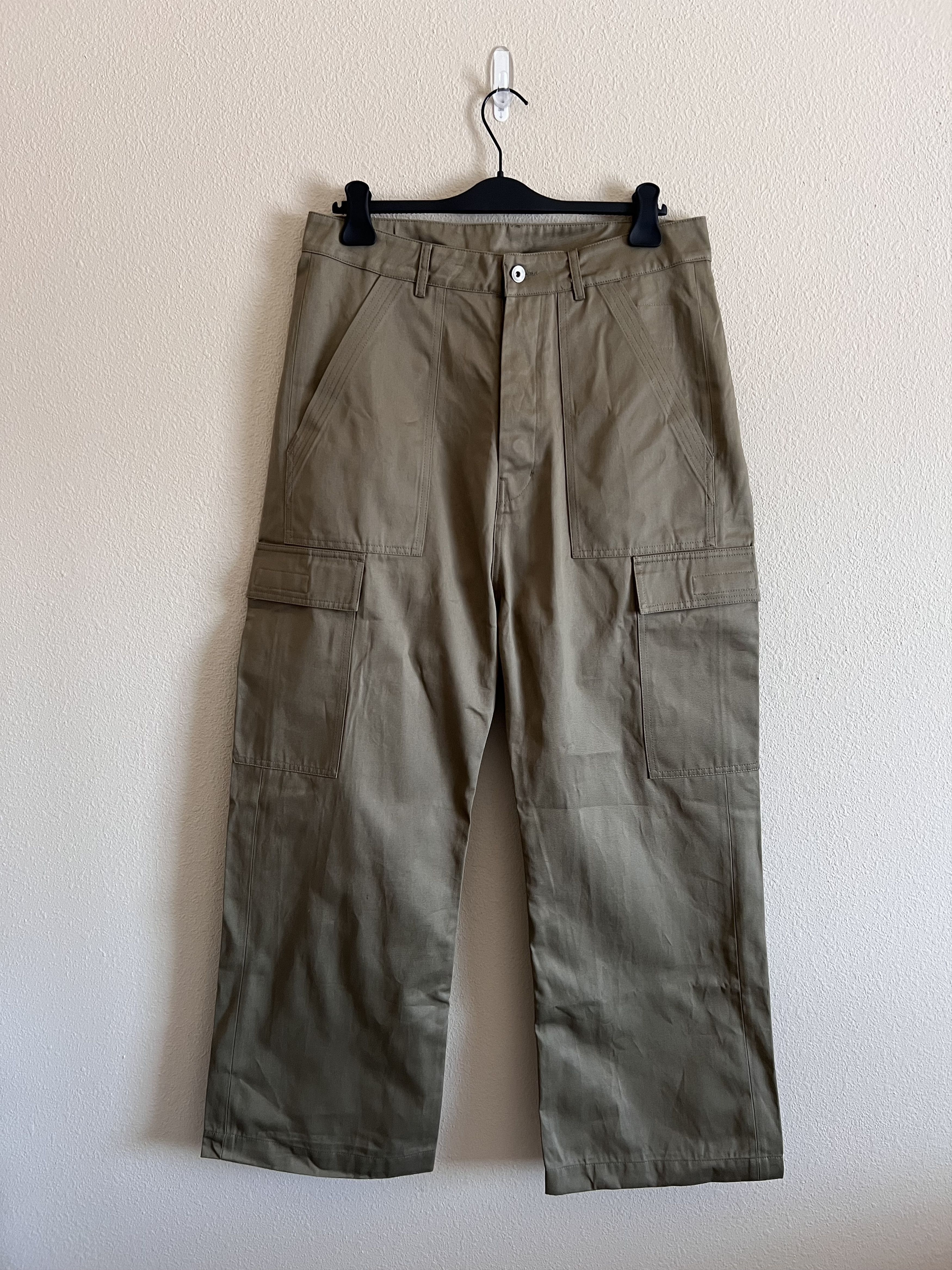 image of Rick Owens Drkshdw Straight Leg Cargo Pants In Pale Green, Men's (Size 34)