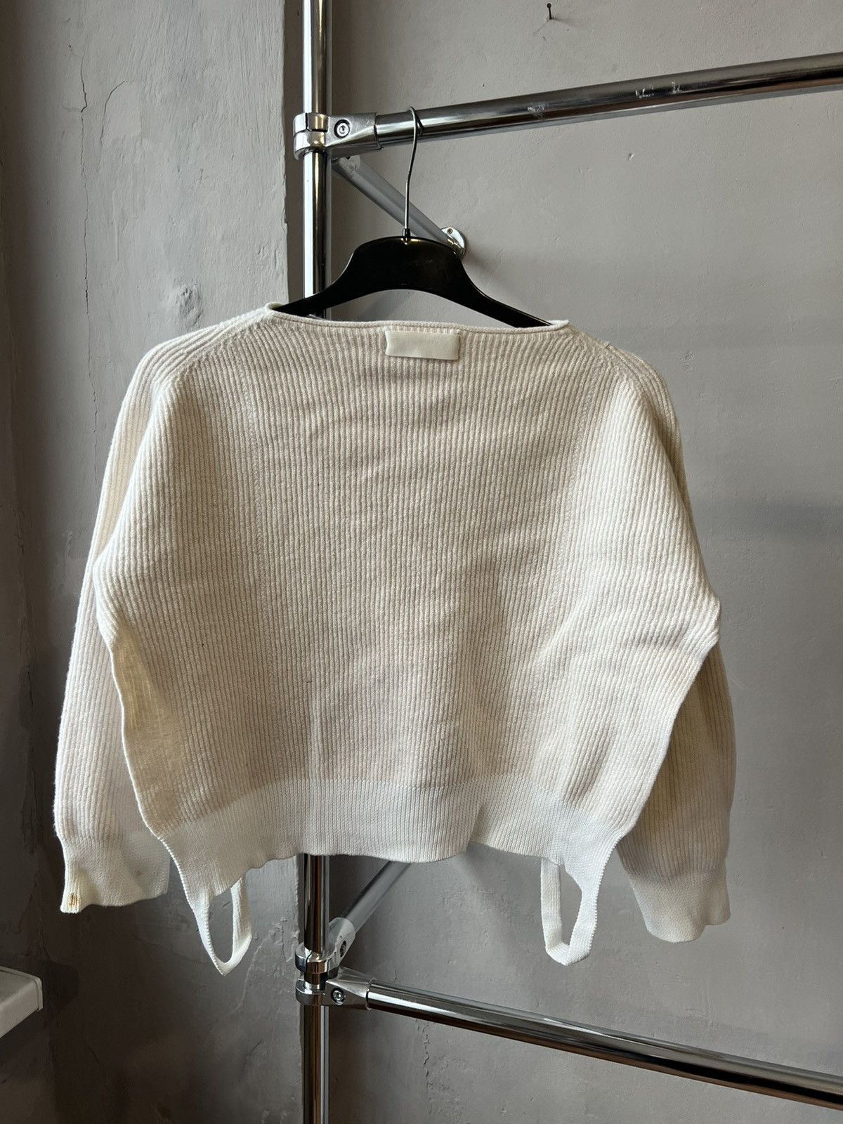 Helmut Lang HELMUT LANG CASHMERE/WOOL ASYMMETRIC WHITE SWEATER KNIT SZ S Size S / US 4 / IT 40 - 11 Thumbnail